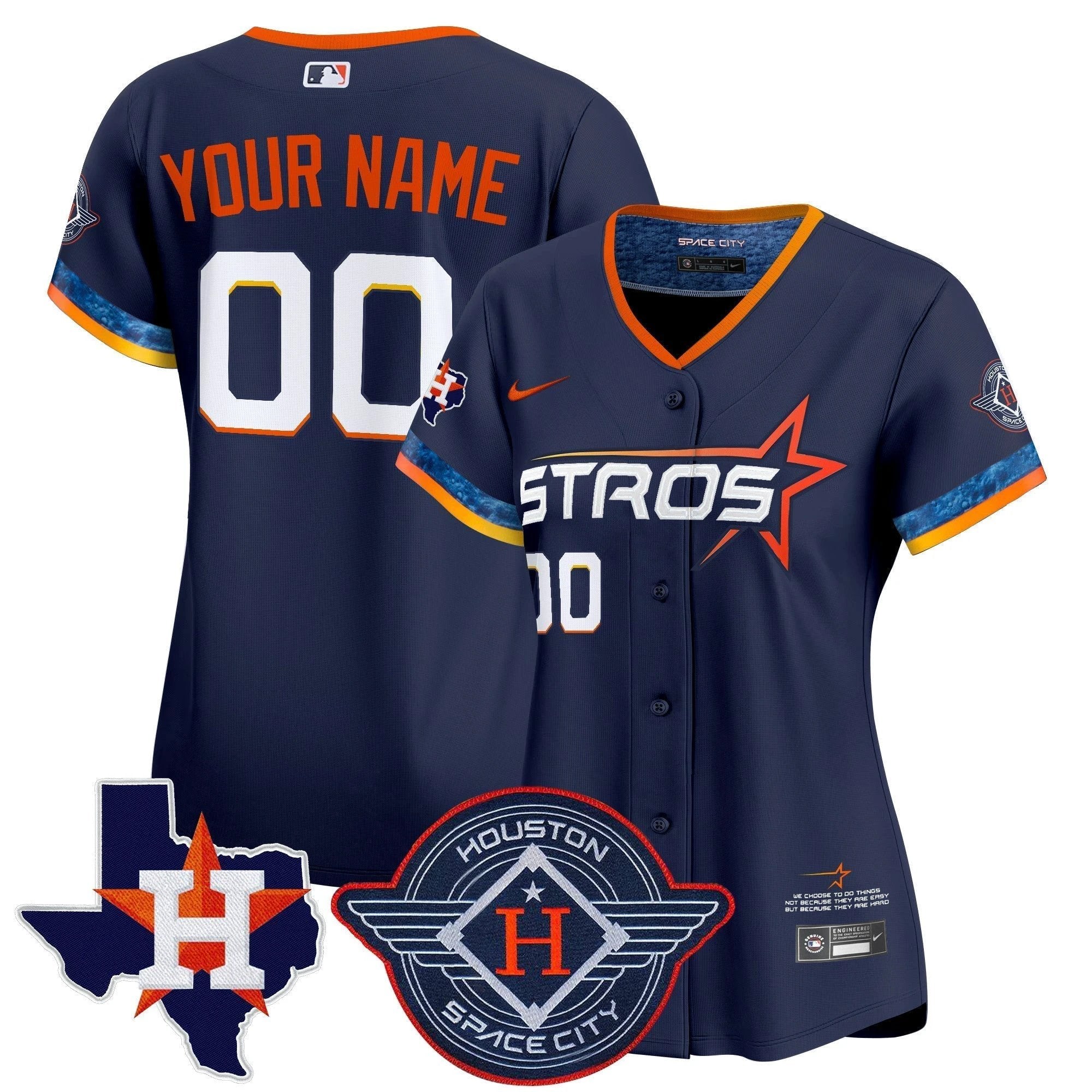 Houston Astros 2025 City Connect Texas Patch Vapor Premier Elite Custom Jersey - All Stitched by Houston Astros