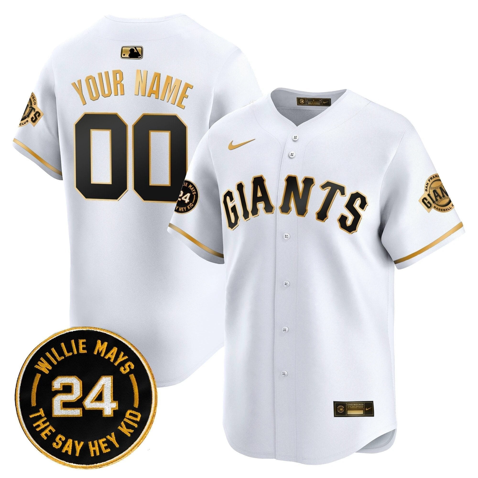 San Francisco Giants 2025 Willie Mays Patch Vapor Premier Limited Custom Jersey - All Stitched by San Francisco Giants