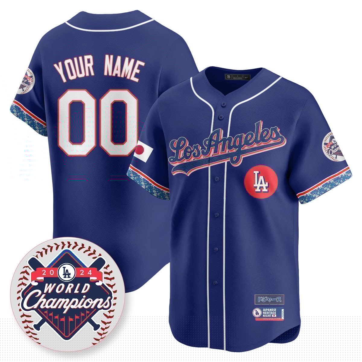 Custom Gender/Name Los Angeles Dodgers Japanese Heritage Night Jersey - All Stitched by Los Angeles Dodgers