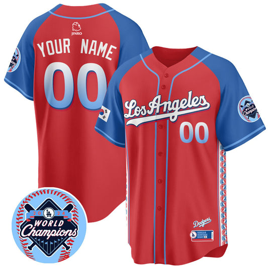 Custom Gender/Name Los Angeles Dodgers Korean Heritage Night Jersey - All Stitched by Los Angeles Dodgers
