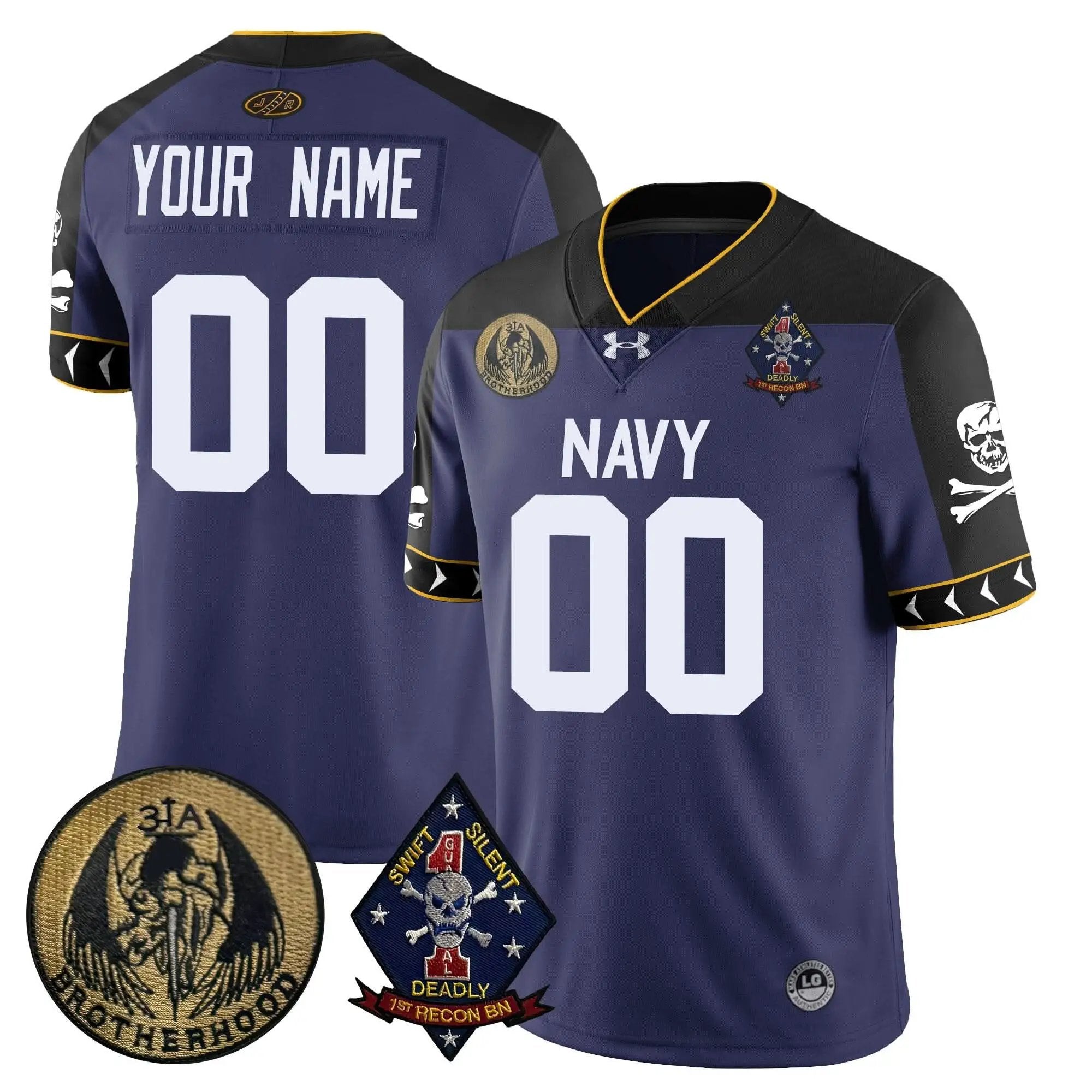 Custom Name/Gender NM Lacrosse Jolly Rogers Vapor Limited Jersey by Navy Midshipmen