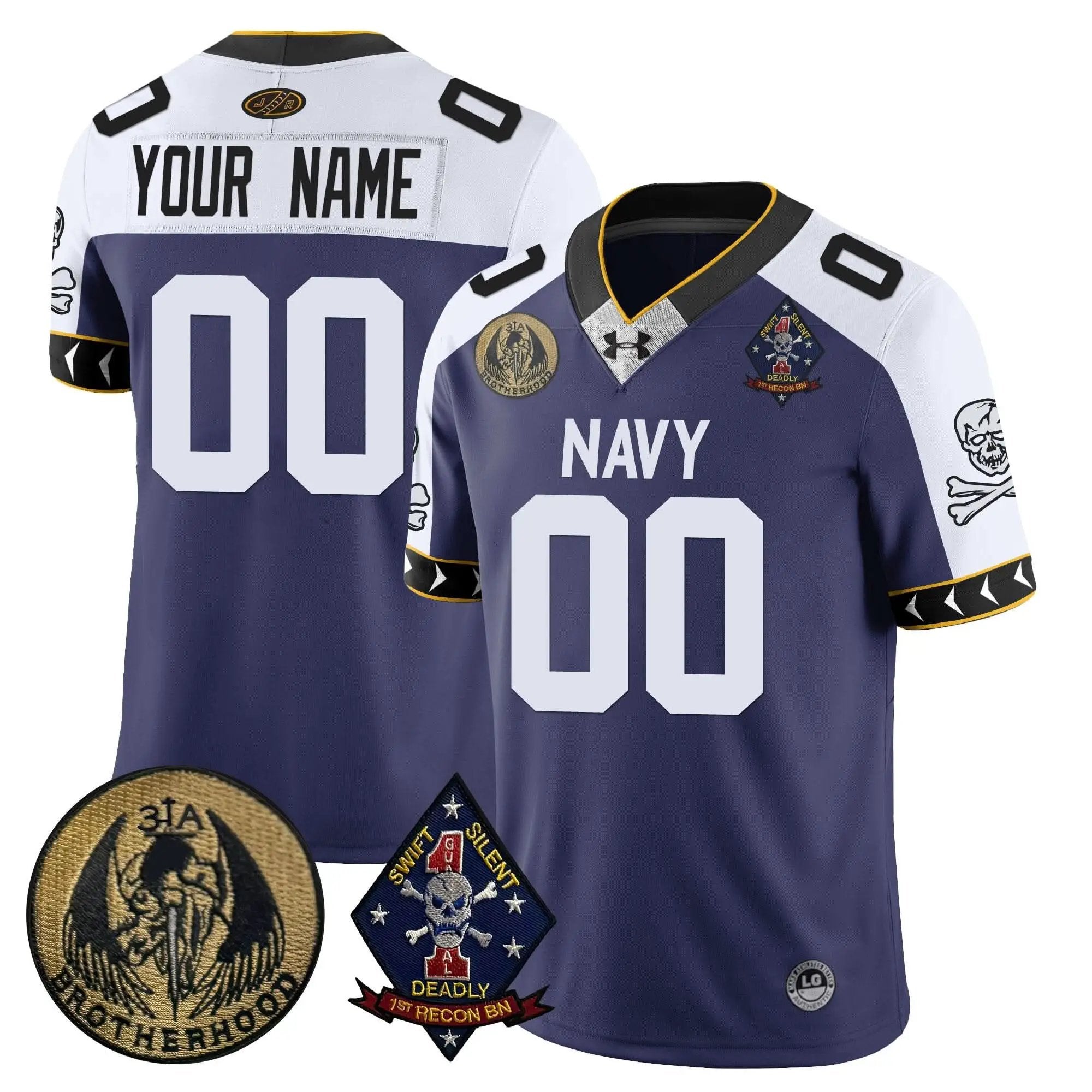 Custom Name/Gender NM Lacrosse Jolly Rogers Vapor Limited Jersey by Navy Midshipmen