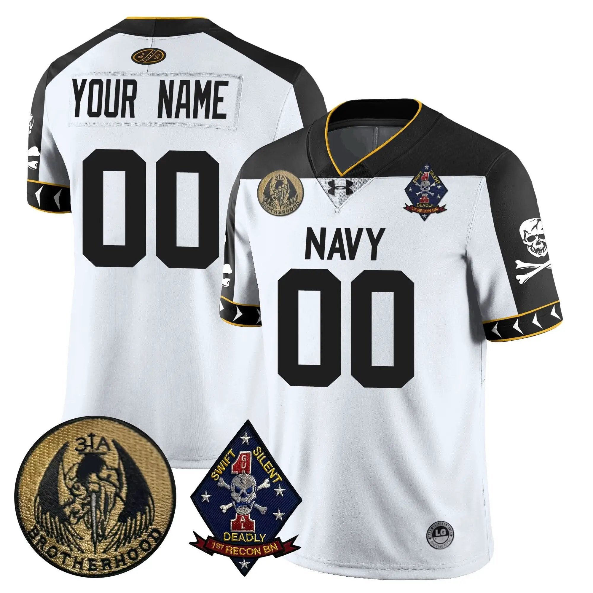 Custom Name/Gender NM Lacrosse Jolly Rogers Vapor Limited Jersey by Navy Midshipmen