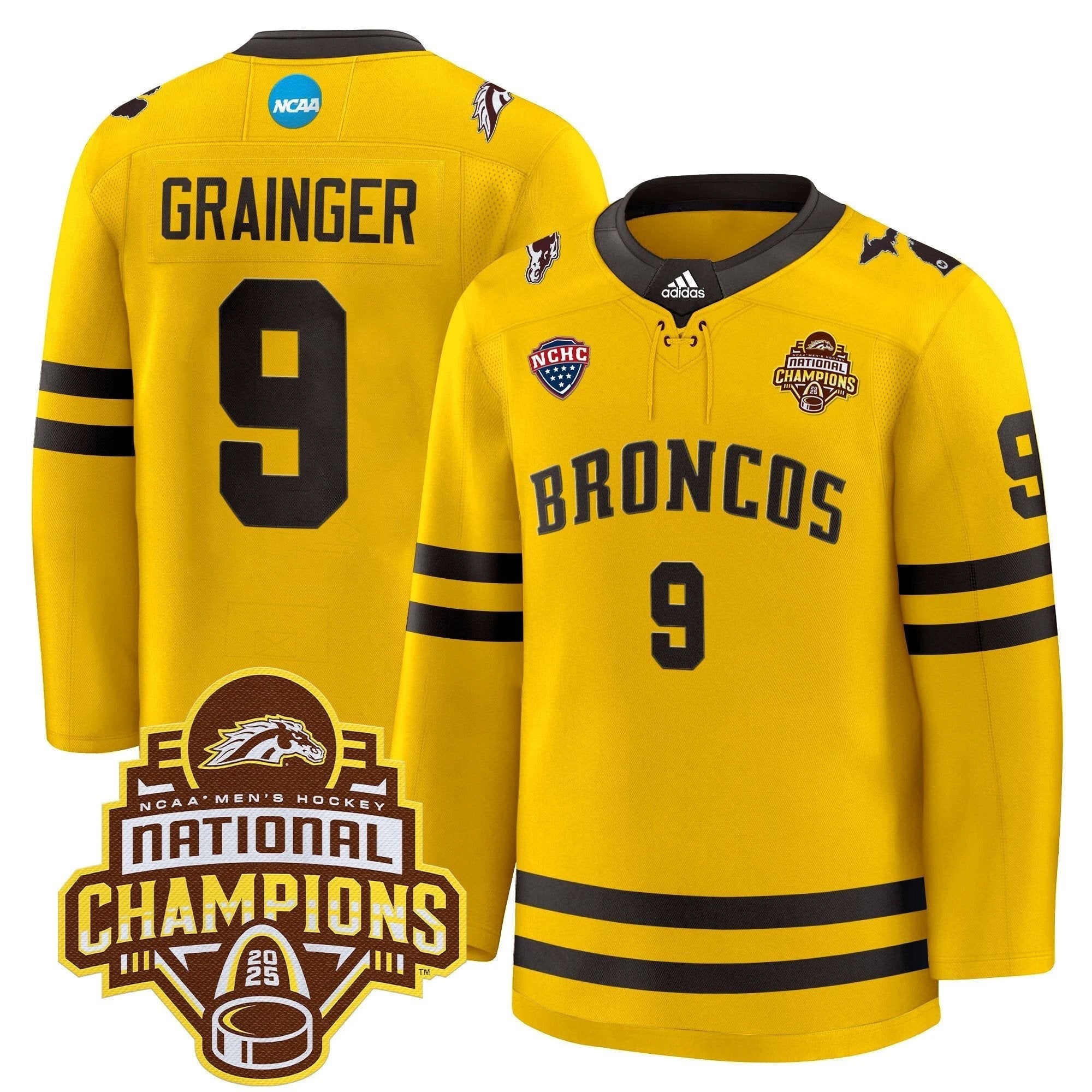 Men Western Michigan Broncos 2025 National Champions Patch Premium Jersey - All Stitched by Western Michigan Broncos