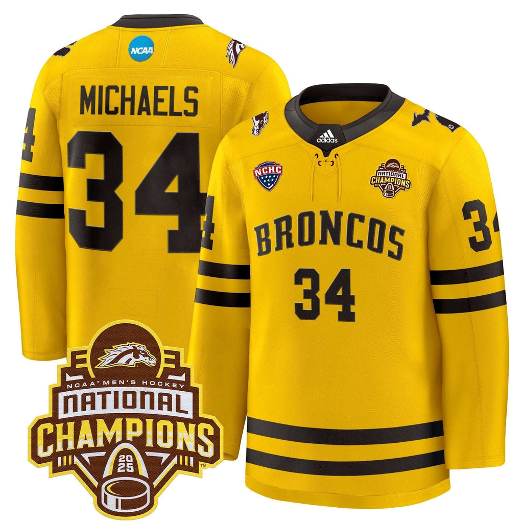 Men Western Michigan Broncos 2025 National Champions Patch Premium Jersey - All Stitched by Western Michigan Broncos