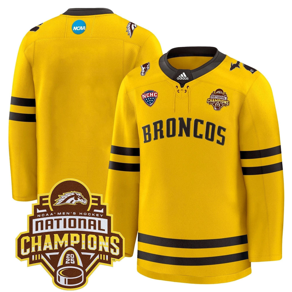 Men Western Michigan Broncos 2025 National Champions Patch Premium Jersey - All Stitched by Western Michigan Broncos
