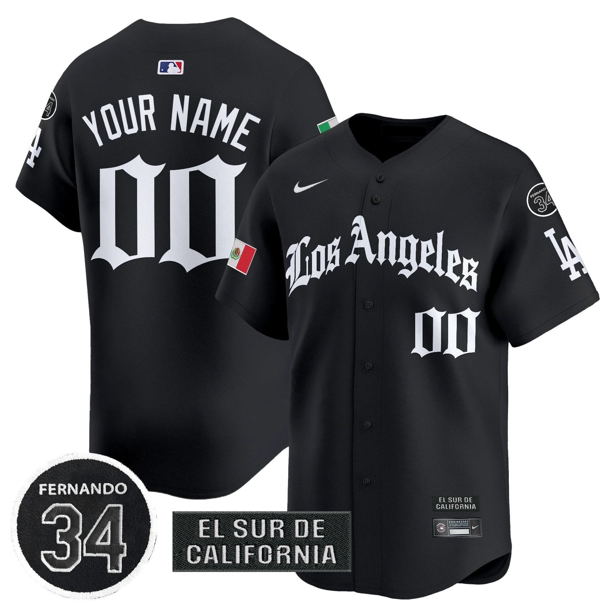 Dodgers Mexico 2025 LA Gothic Style Patch Vapor Premier Limited Custom Jersey - All Stitched by Los Angeles Dodgers