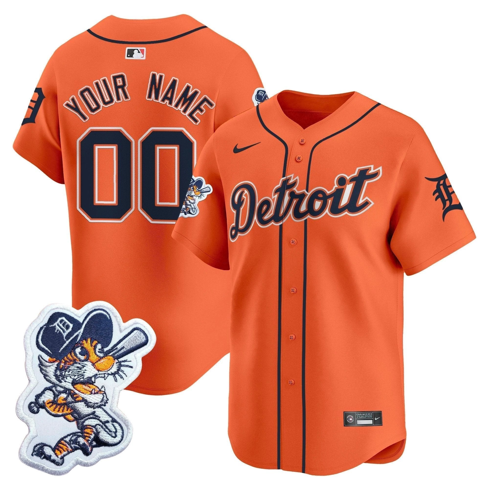 Detroit Tigers Paws Patch Vapor Premier Limited Custom Jersey - All Stitched by Detroit Tigers