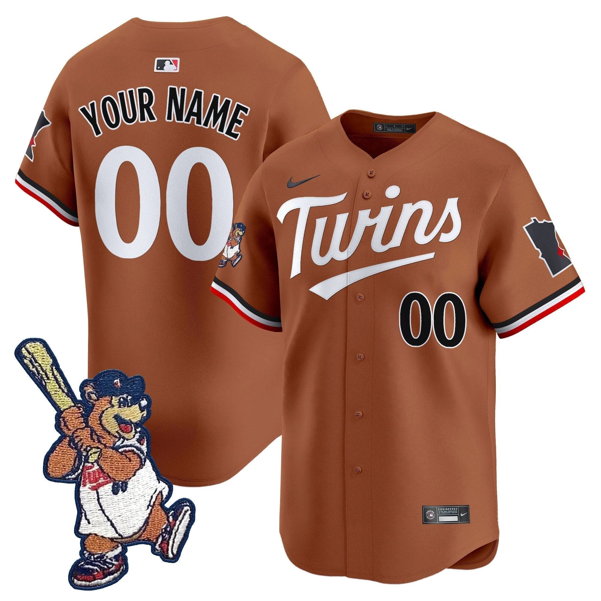 Minnesota Twins T.C. Bear Patch Vapor Premier Limited Custom Jersey - All Stitched by Minnesota Twins