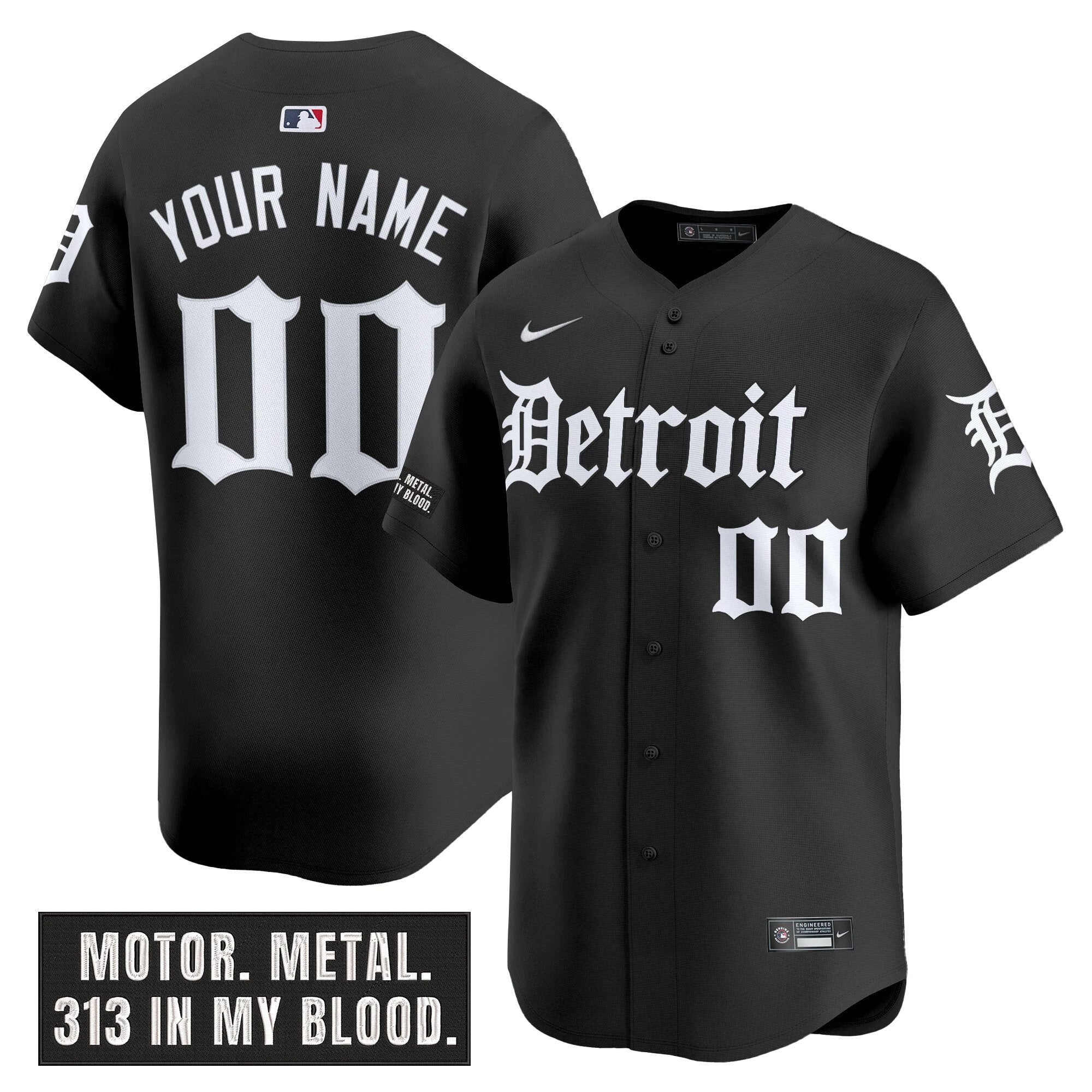 Detroit Tigers 'Motor Gothic Edition' Vapor Premier Limited Custom Jersey - All Stitched by Detroit Tigers