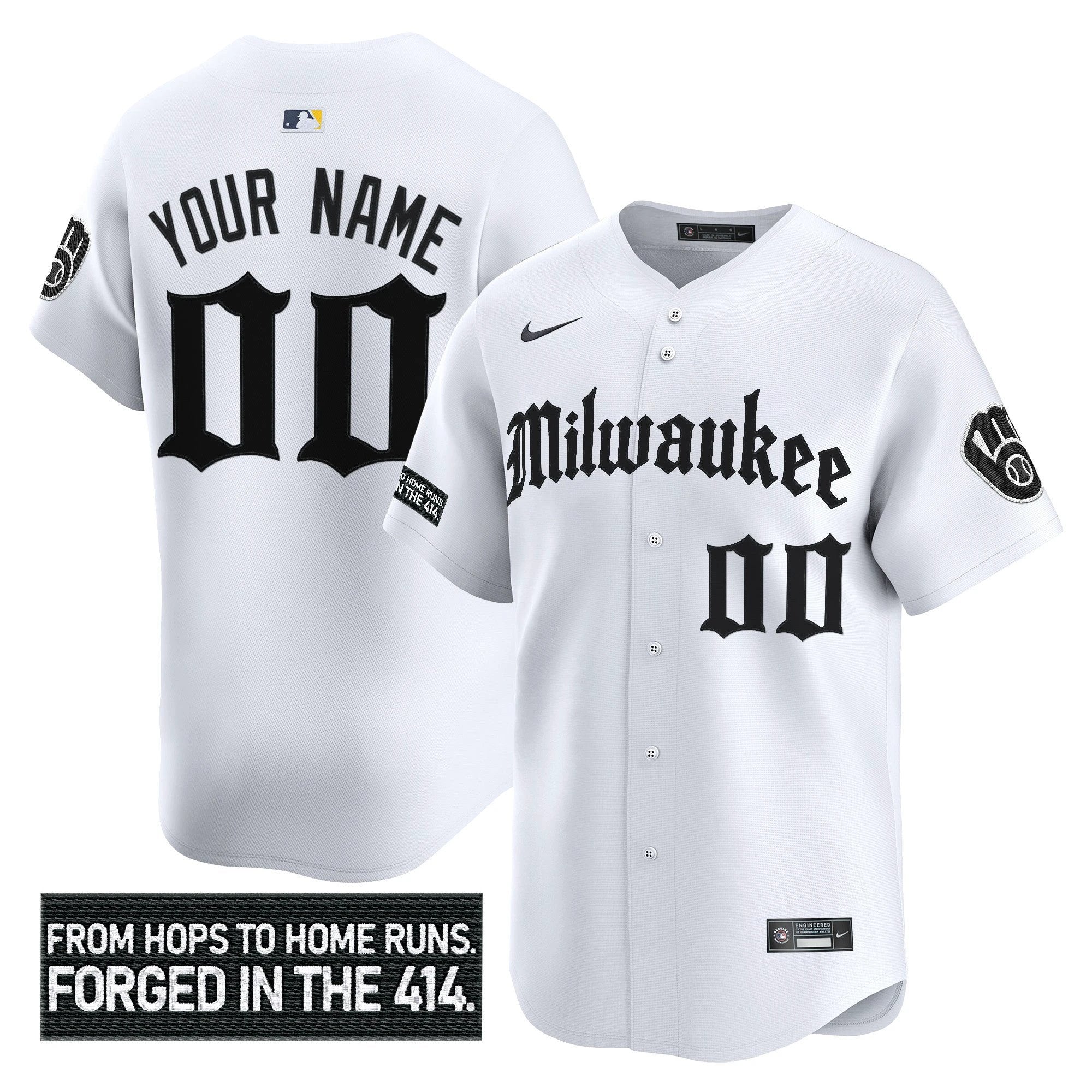 Milwaukee Brewers 'Gothic 414 Shadows Edition' Vapor Premier Limited Custom Jersey - All Stitched by Milwaukee Brewers