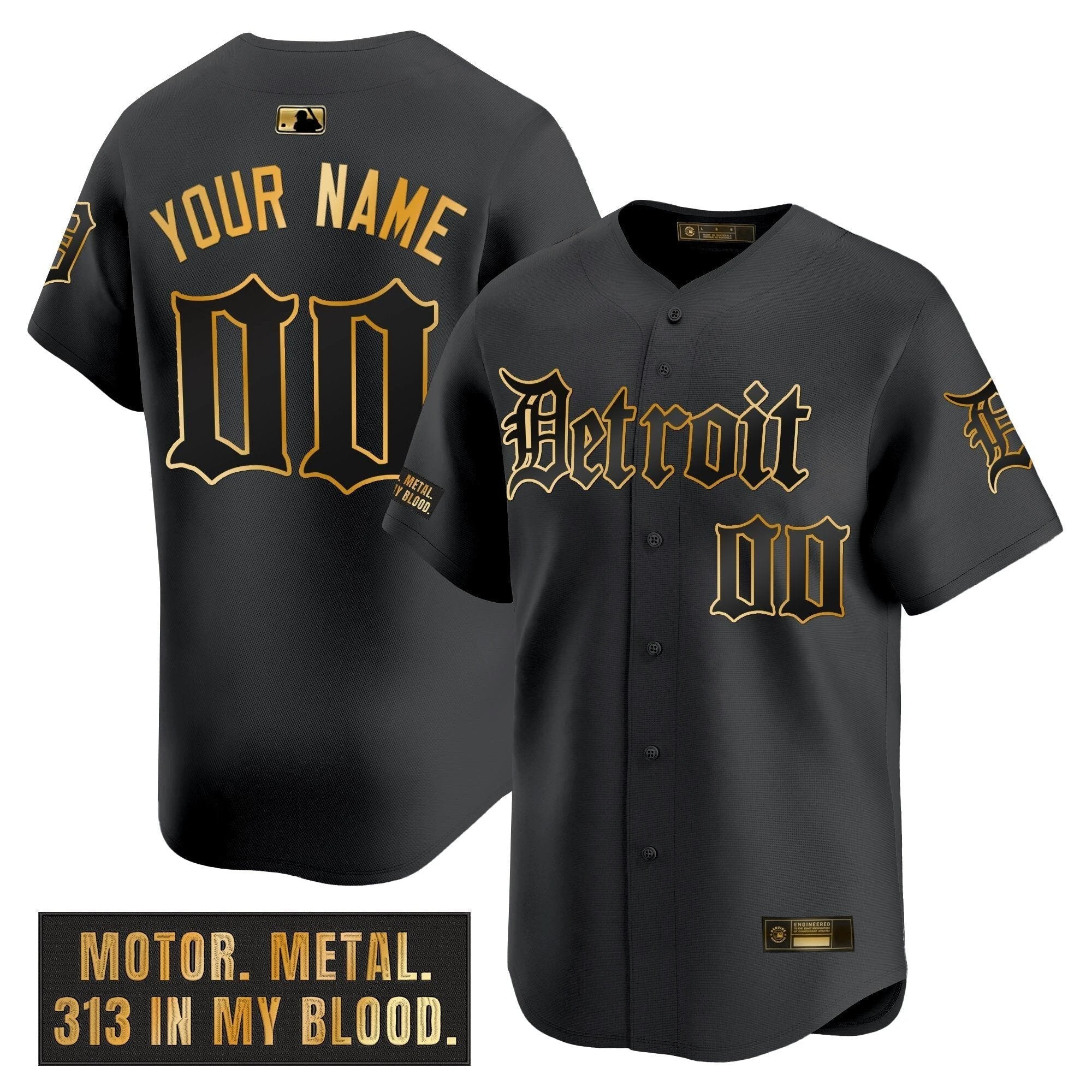 Detroit Tigers 'Motor Gothic Edition' Gold Vapor Premier Limited Custom Jersey - All Stitched by Detroit Tigers