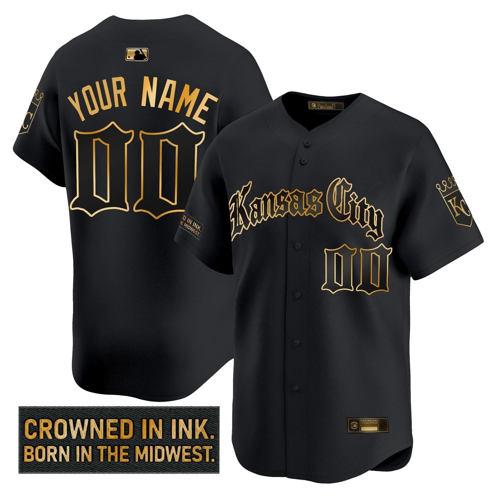Kansas City Royals 'Gothic Crown Edition' Gold Vapor Premier Limited Custom Jersey - All Stitched by Kansas City Royals