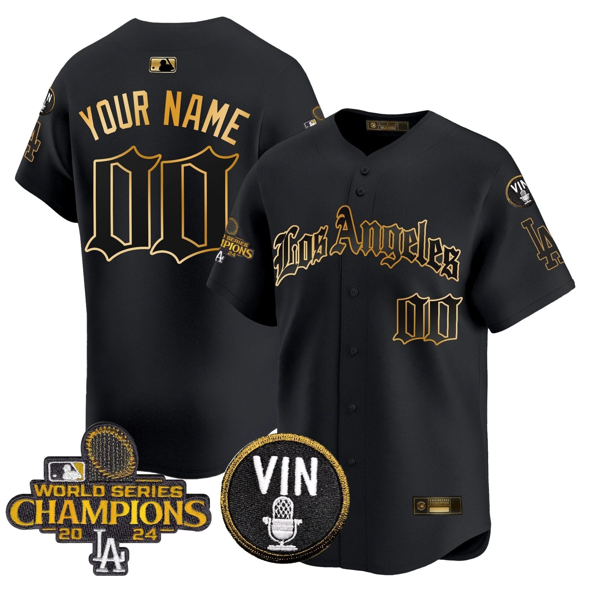 Dodgers 2025 LA Gothic Style Gold Vapor Premier Limited Custom Jersey - All Stitched by Los Angeles Dodgers