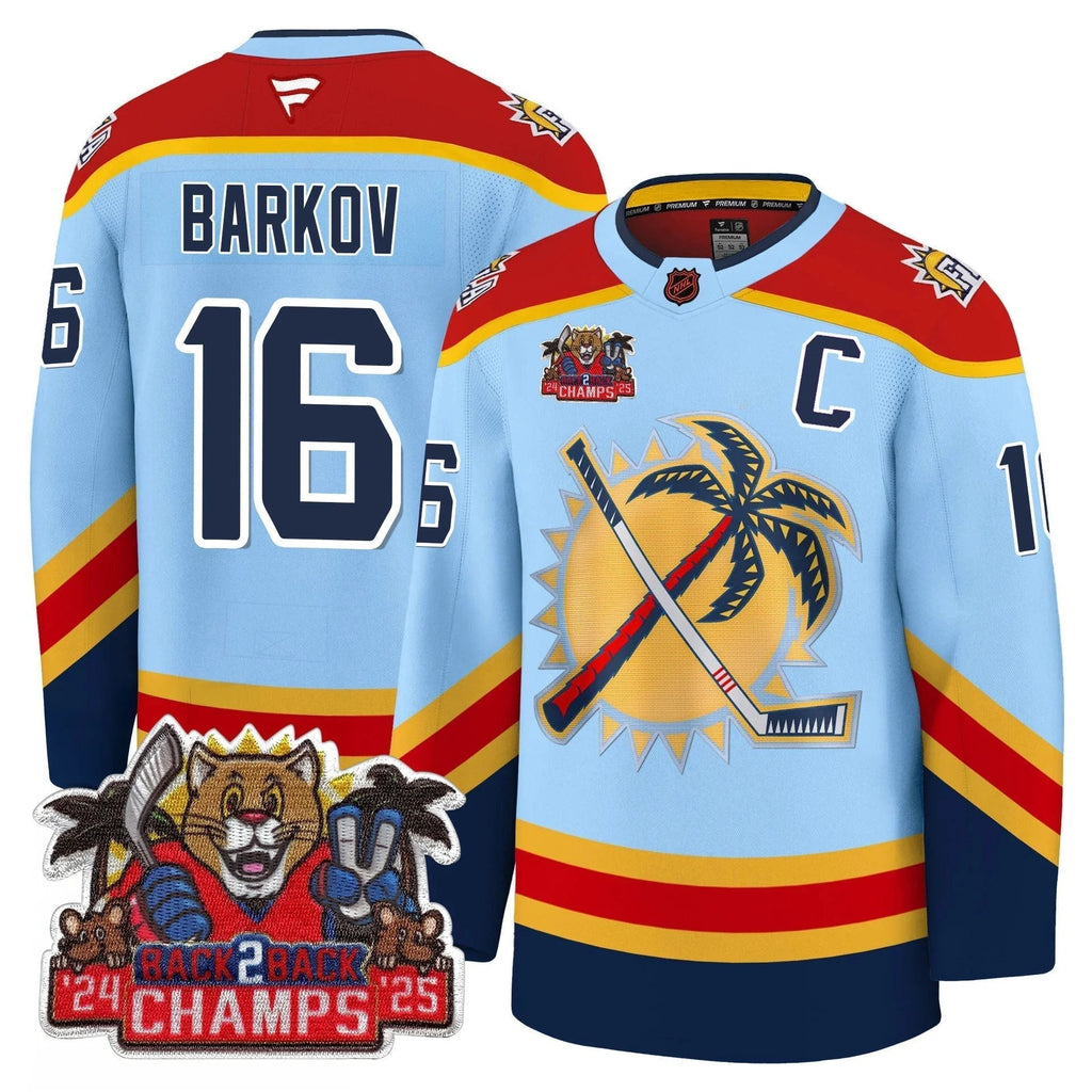 Florida Panthers 2025 Stanley Cup B2B Champions Jersey - All Stitched by Florida Panthers