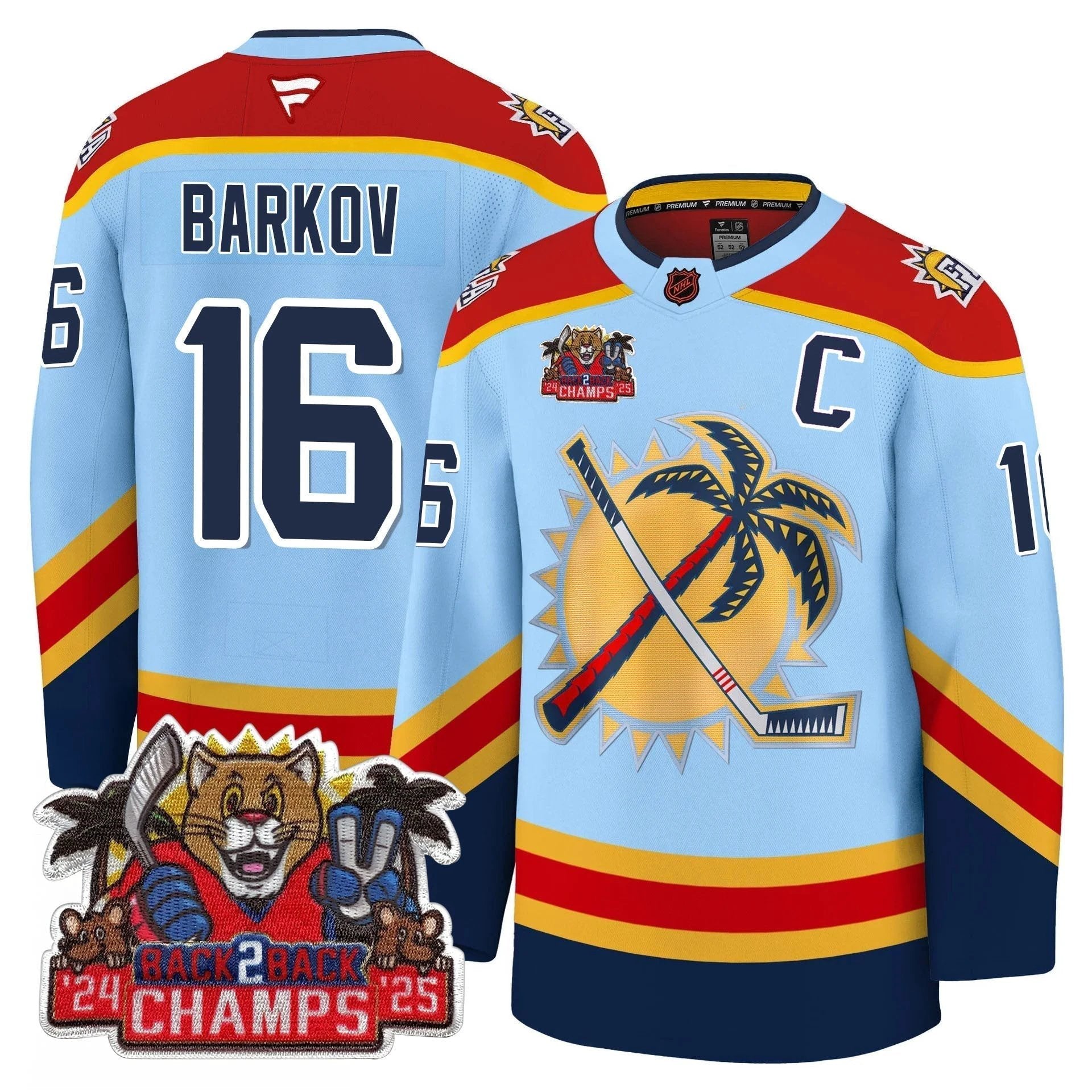 Florida Panthers 2025 Stanley Cup B2B Champions Jersey - All Stitched by Florida Panthers