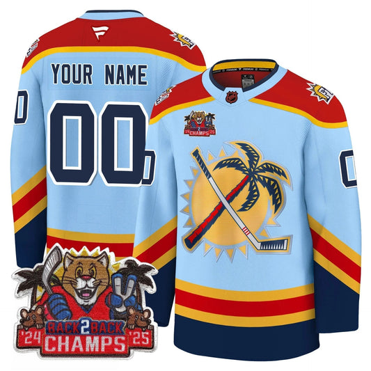 Custom San Florida Panthers 2025 Stanley Cup B2B Champions Jersey - All Stitched by ecomsmiracle