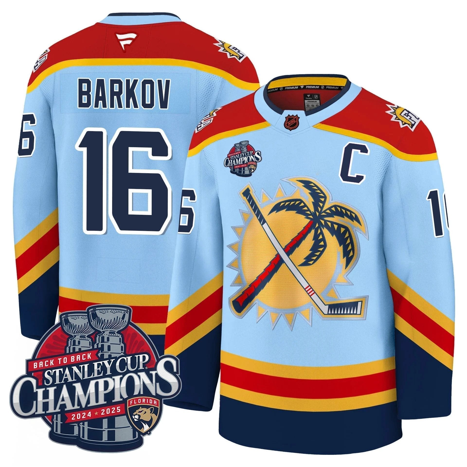 Florida Panthers 2025 Stanley Cup B2B Champions Jersey N1 - All Stitched by Florida Panthers