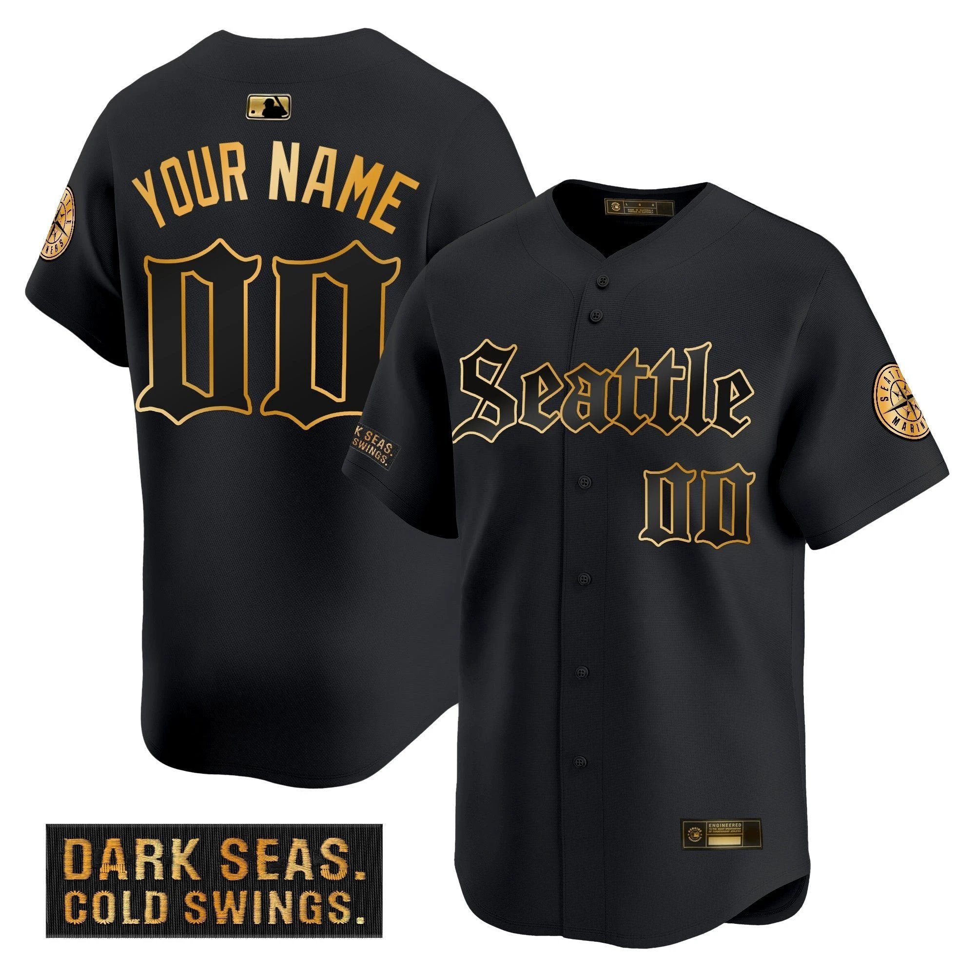 Seattle Mariners 'Deep Sea Gothic Edition' Gold Vapor Premier Limited Custom Jersey - All Stitched by Seattle Mariners