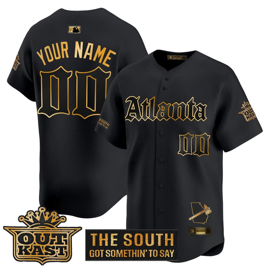 Atlanta Braves 'Gothic South x Outkast Edition' Gold Vapor Premier Limited Custom Jersey - All Stitched by Atlanta Braves