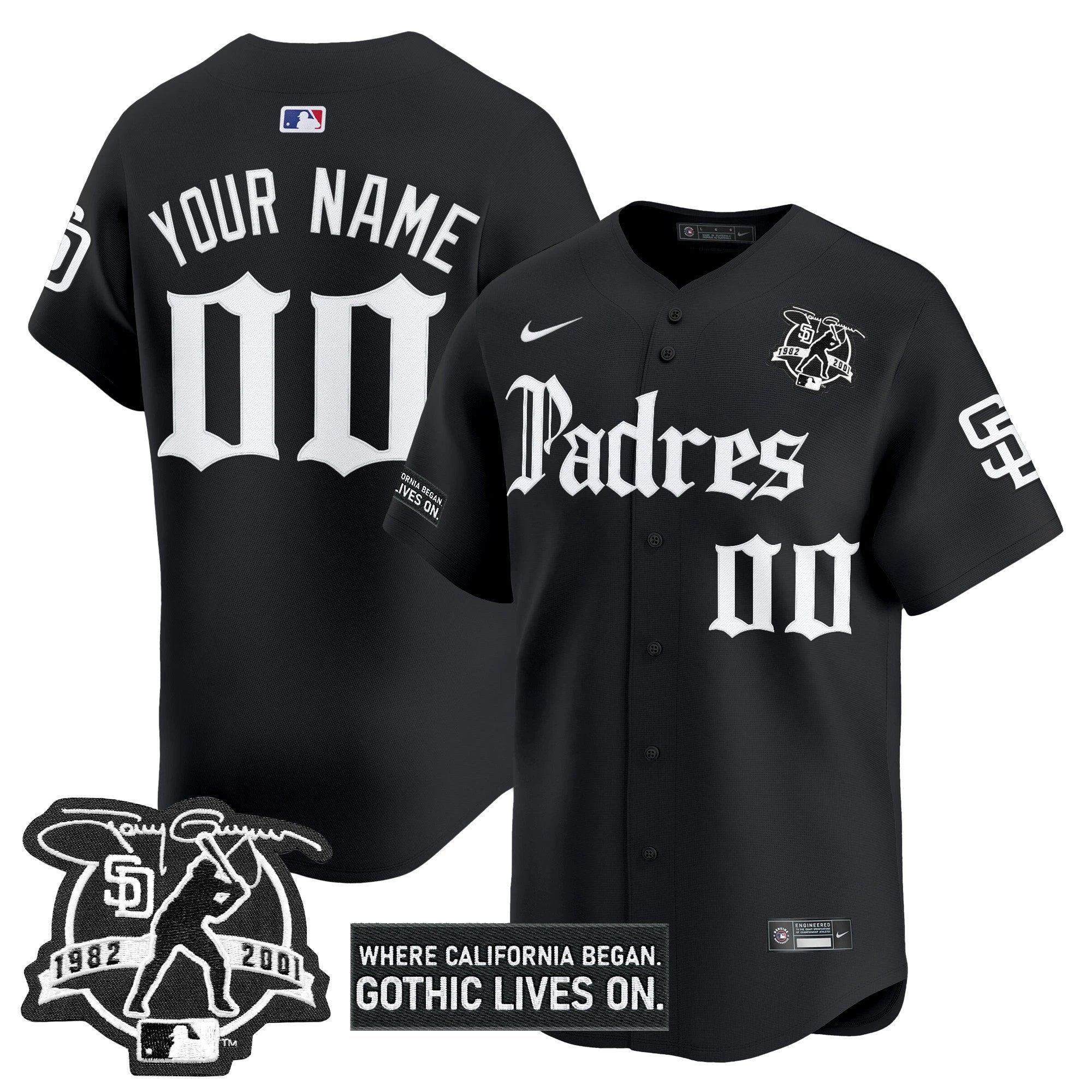 San Diego Padres 'Gothic Edition' Vapor Premier Limited Custom Jersey V2 - All Stitched by San Diego Padres
