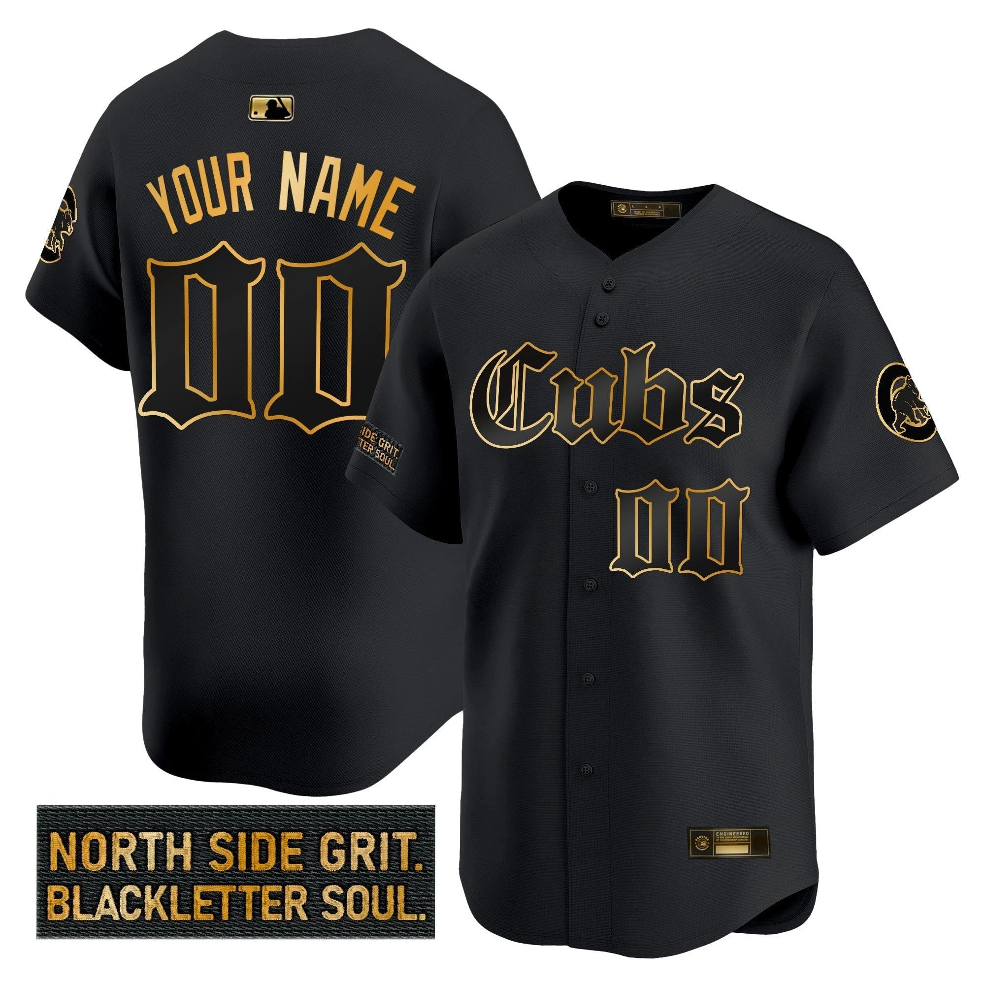 Chicago Cubs 'Gothic North Side Edition' Gold Vapor Premier Limited Custom Jersey - All Stitched by Chicago Cubs