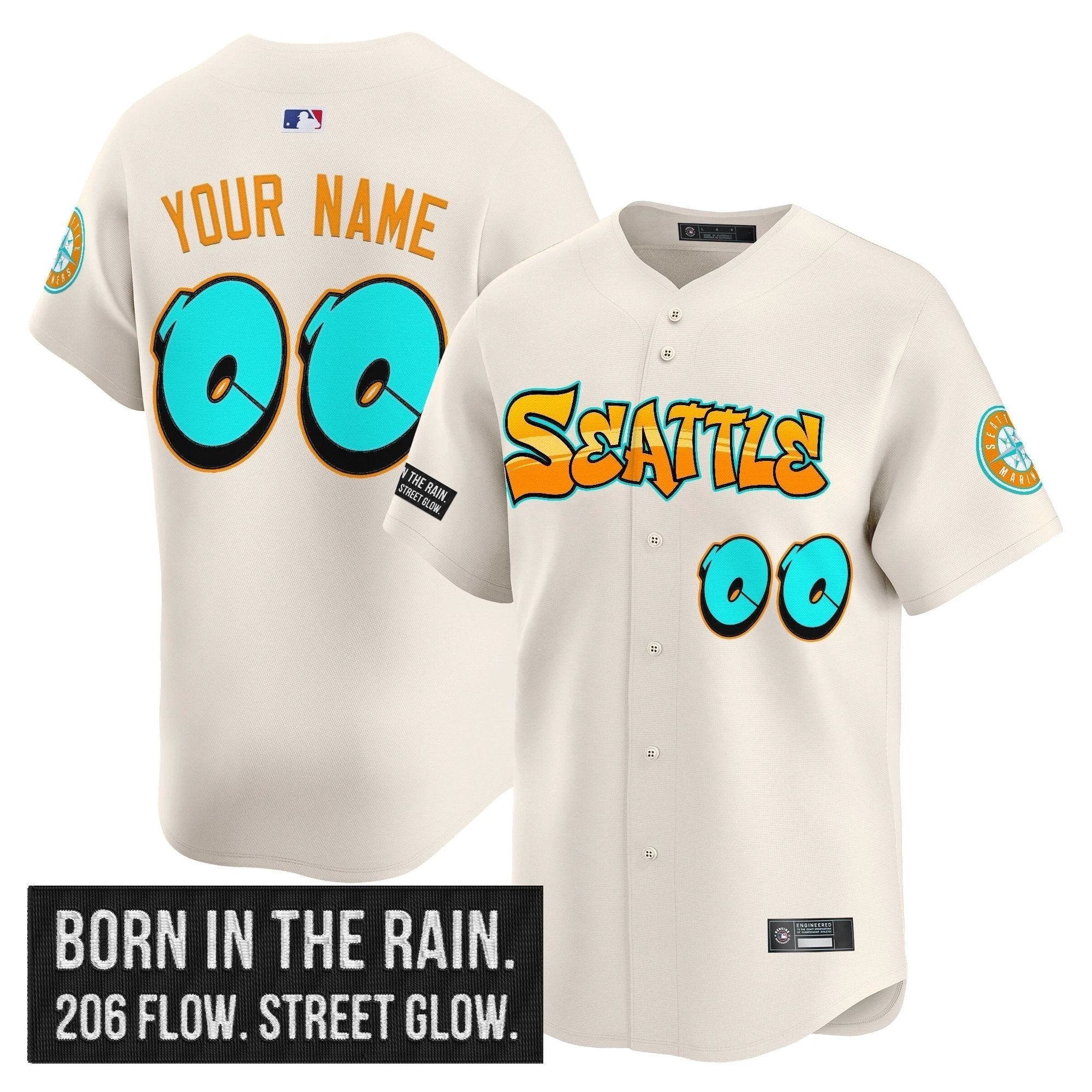 Seattle Mariners 'Graffiti Emerald Drop Edition' Vapor Premier Limited Custom Jersey - All Stitched by Seattle Mariners