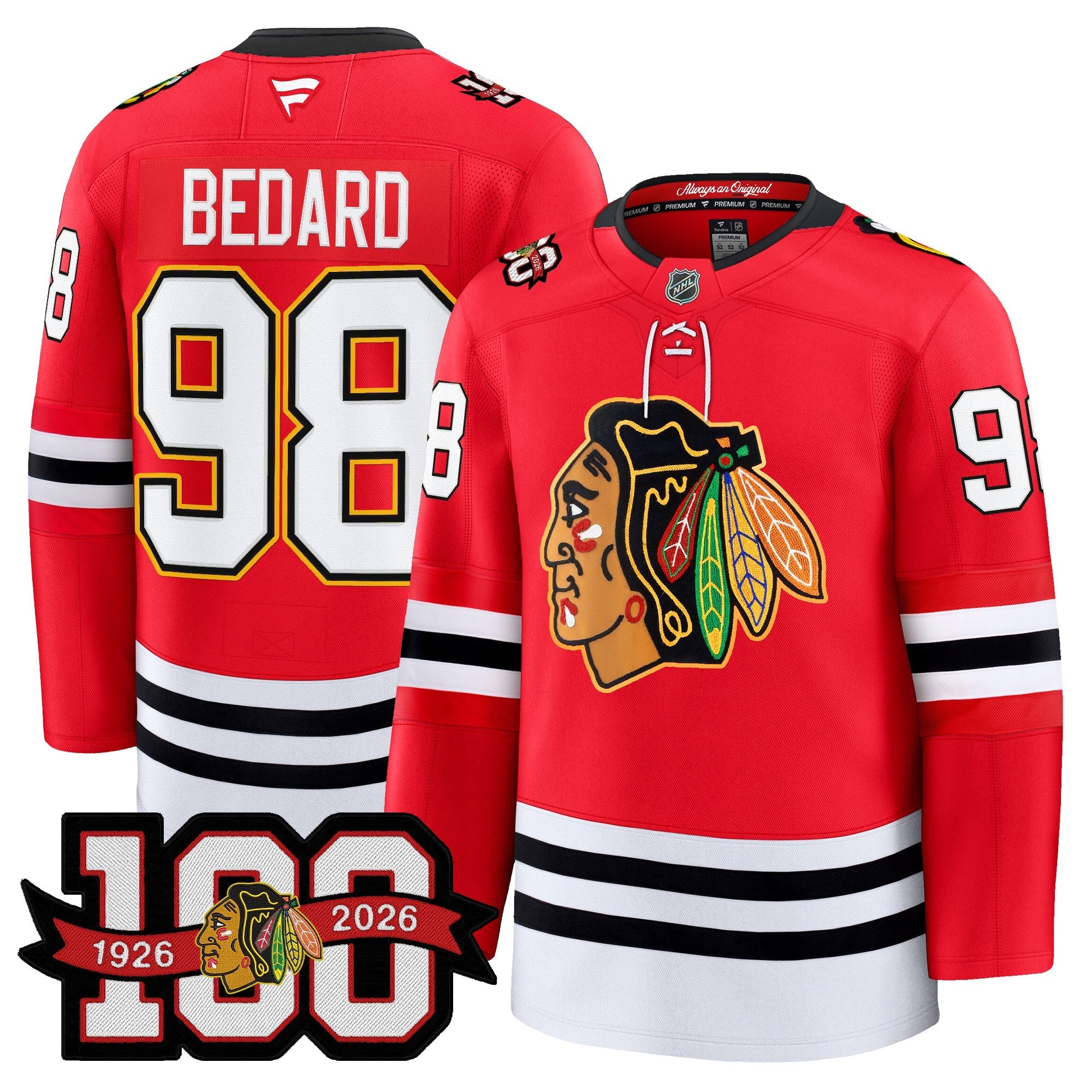 Chicago Blackhawks 100th Anniversary Premium Jersey - All Stitched by Chicago Blackhawks