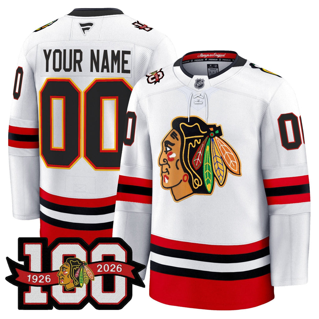 Chicago Blackhawks 100th Anniversary Premium Custom Jersey - All Stitched by Chicago Blackhawks