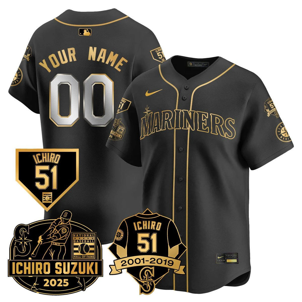 Seattle Mariners Ichiro Number Retirement Custom Jersey - All Stitched by Seattle Mariners