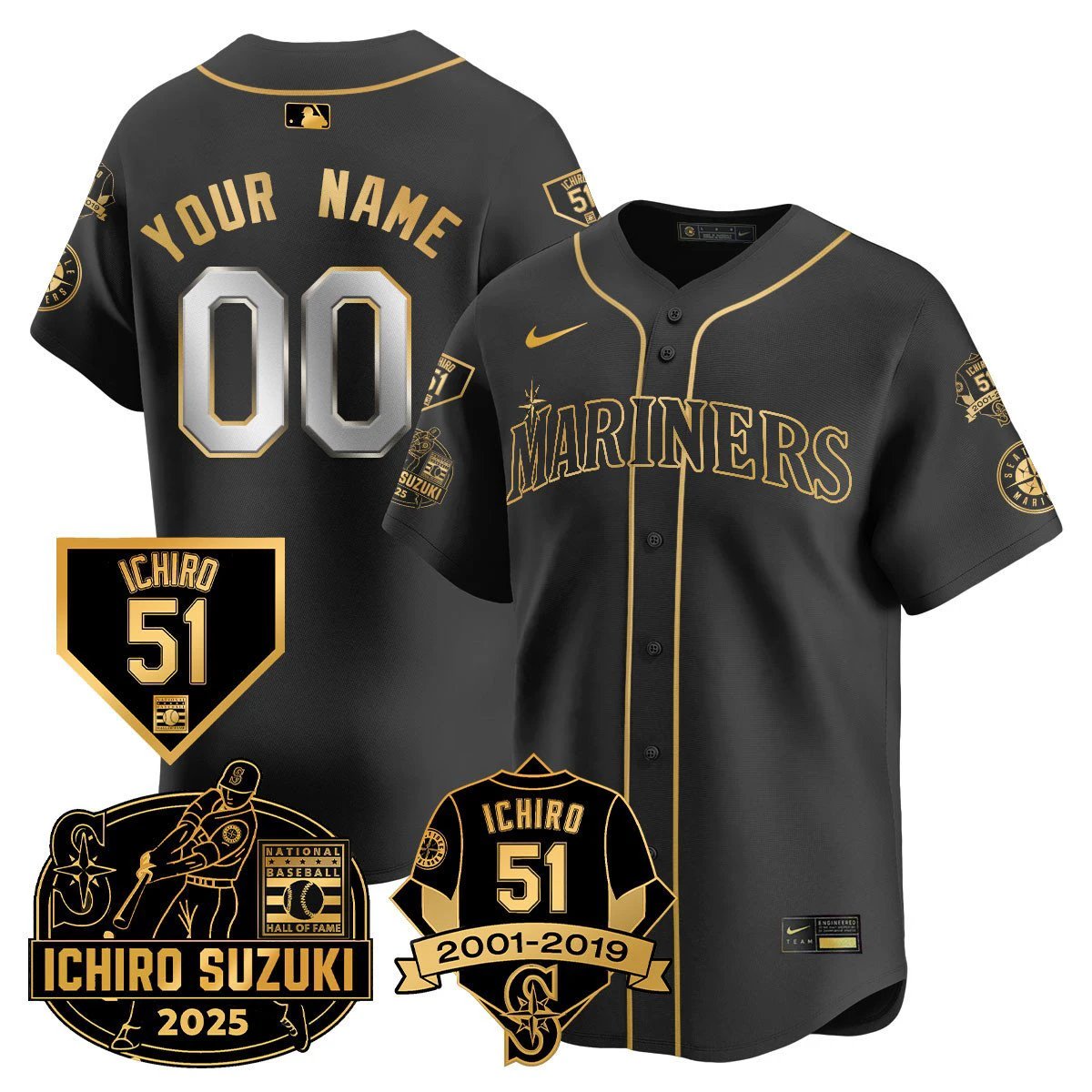 Seattle Mariners Ichiro Number Retirement Custom Jersey - All Stitched by Seattle Mariners
