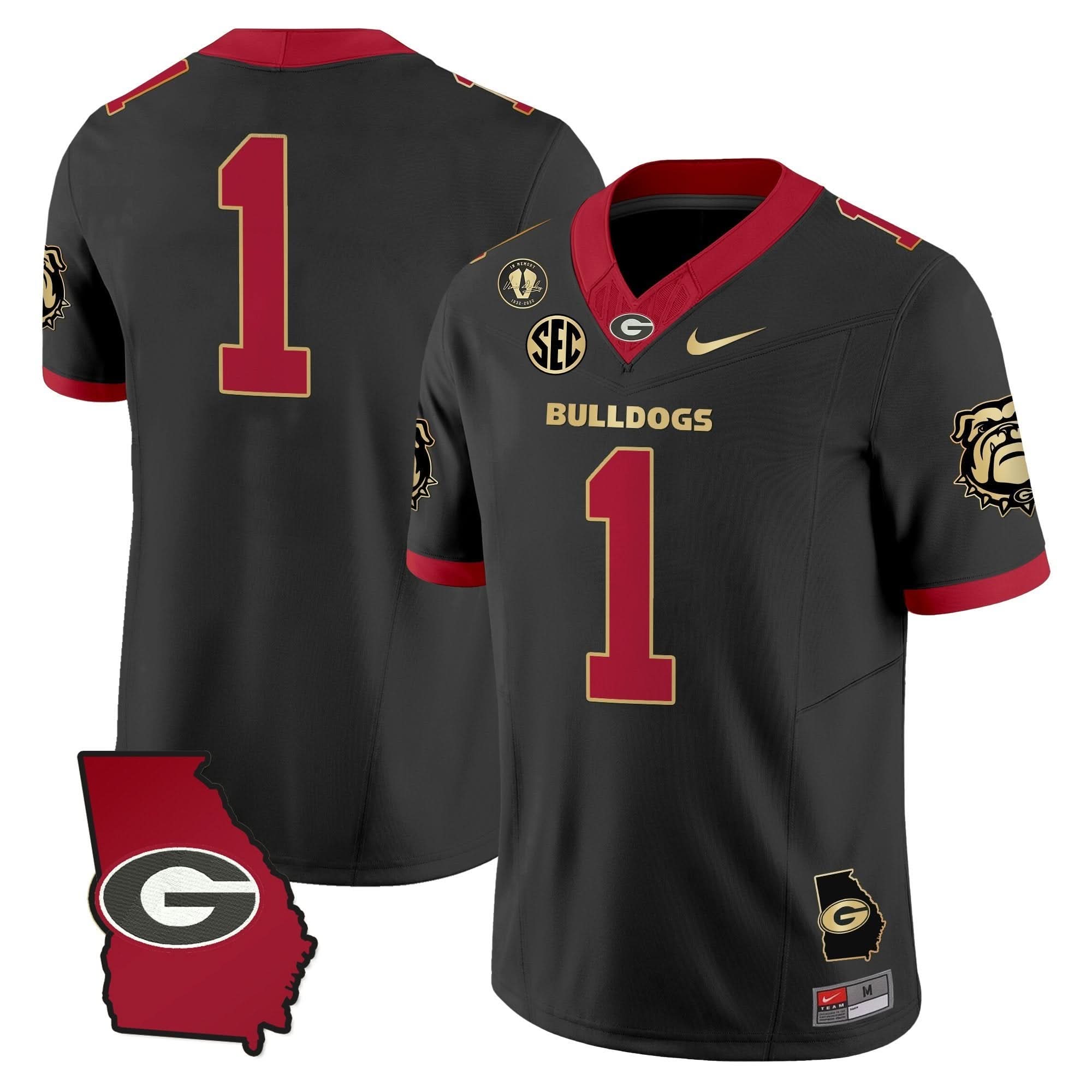 GB 2025 Georgia Map & Vince Dooley Patch Vapor Limited Jersey by Georgia Bulldogs