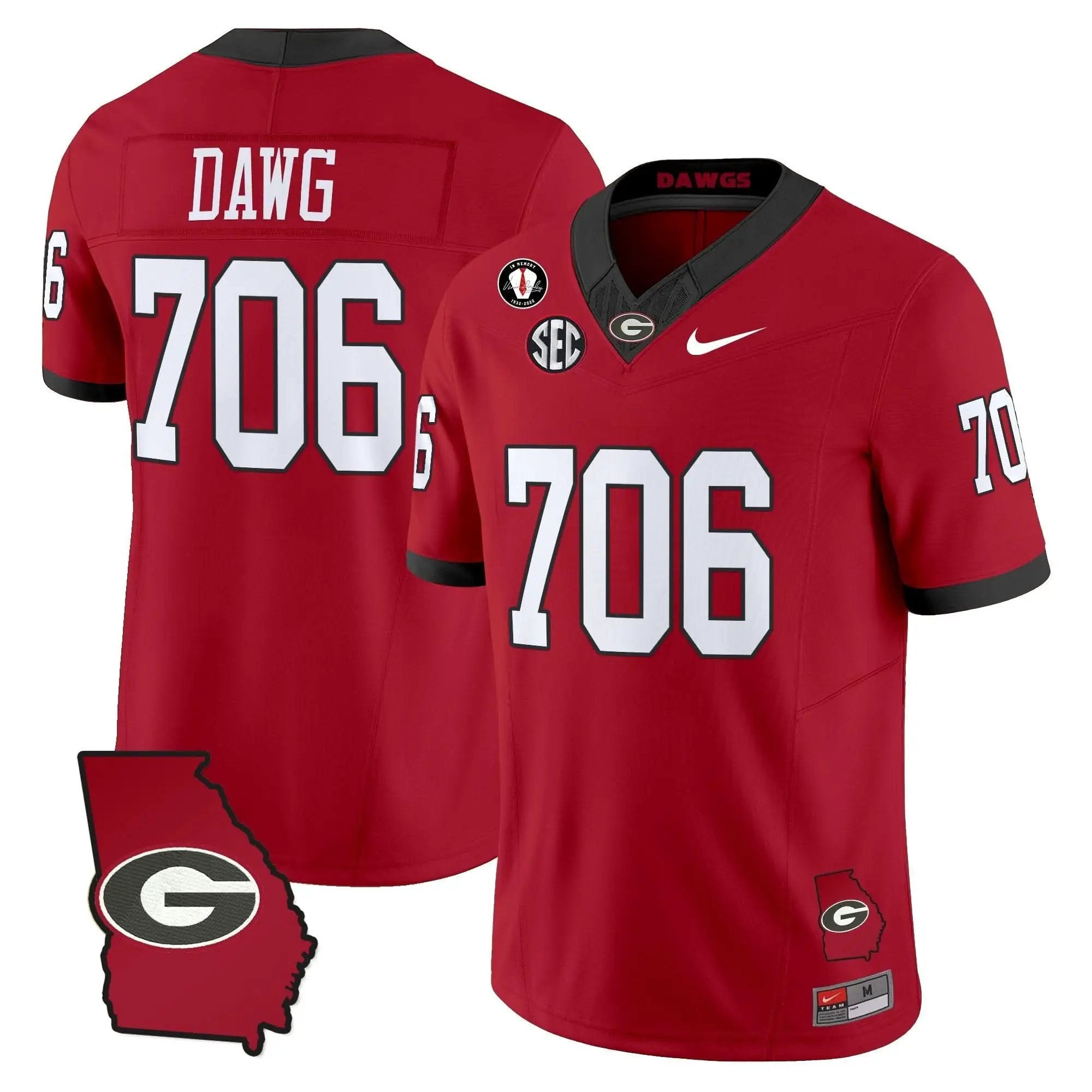 GB 2025 Georgia Map & Vince Dooley Patch Vapor Limited Jersey by Georgia Bulldogs