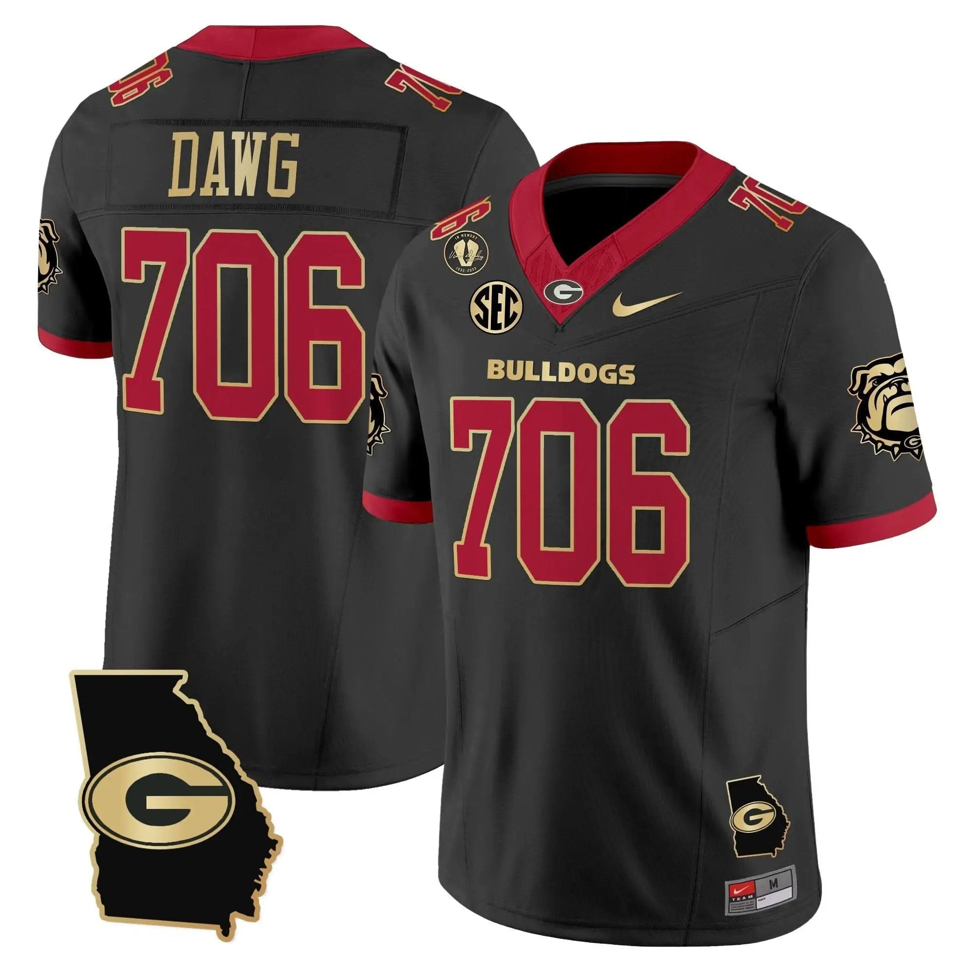 GB 2025 Georgia Map & Vince Dooley Patch Vapor Limited Jersey by Georgia Bulldogs