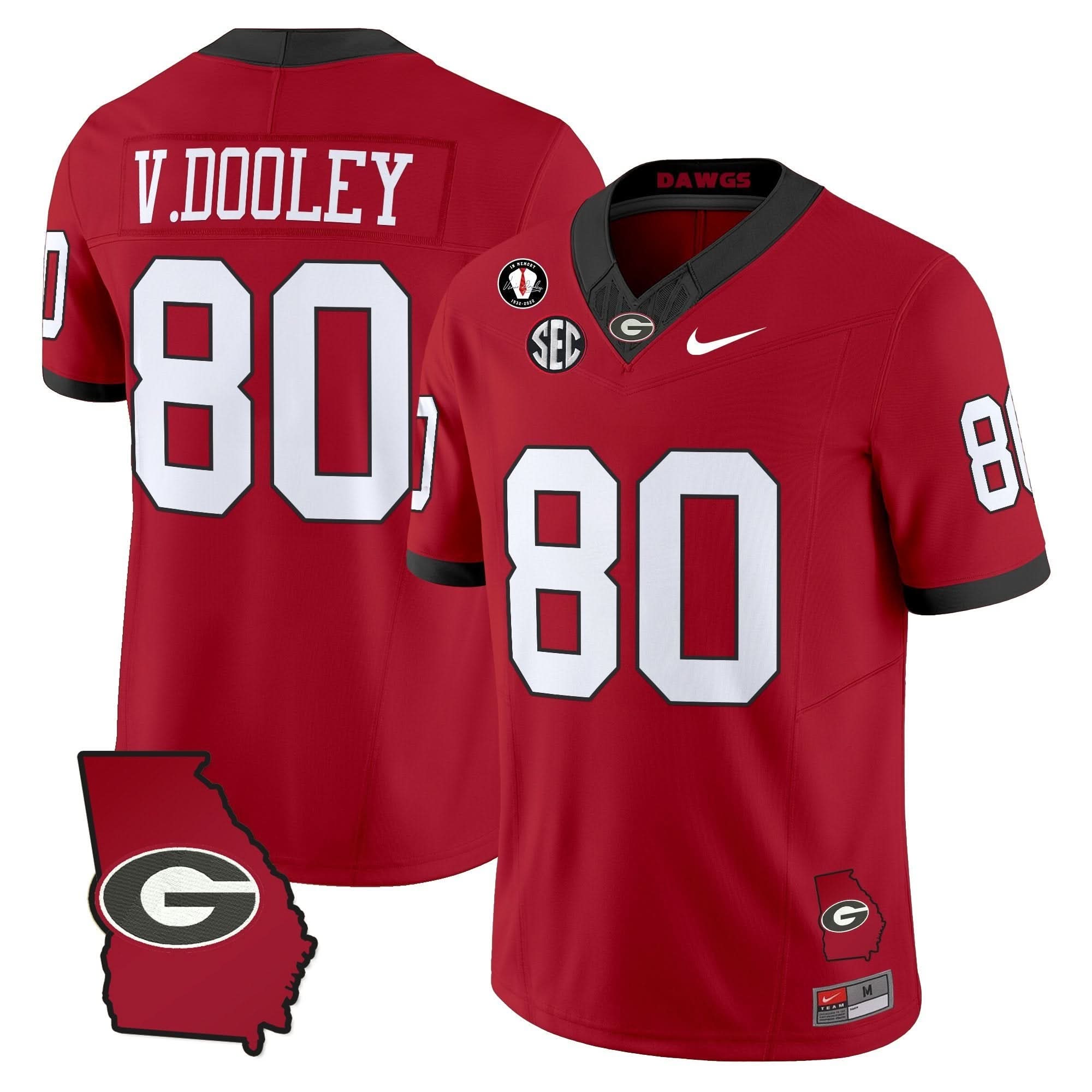 GB 2025 Georgia Map & Vince Dooley Patch Vapor Limited Jersey by Georgia Bulldogs