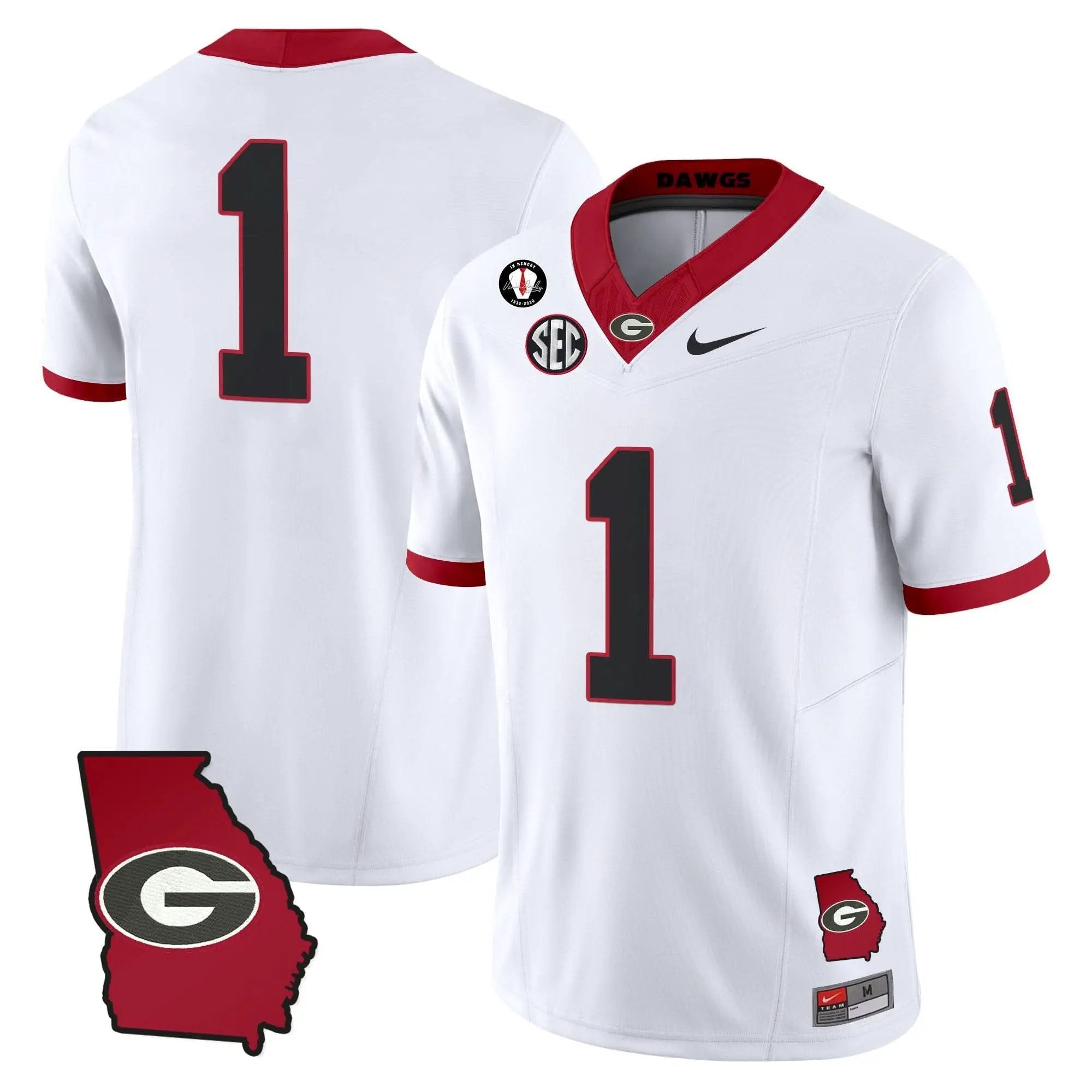 GB 2025 Georgia Map & Vince Dooley Patch Vapor Limited Jersey by Georgia Bulldogs