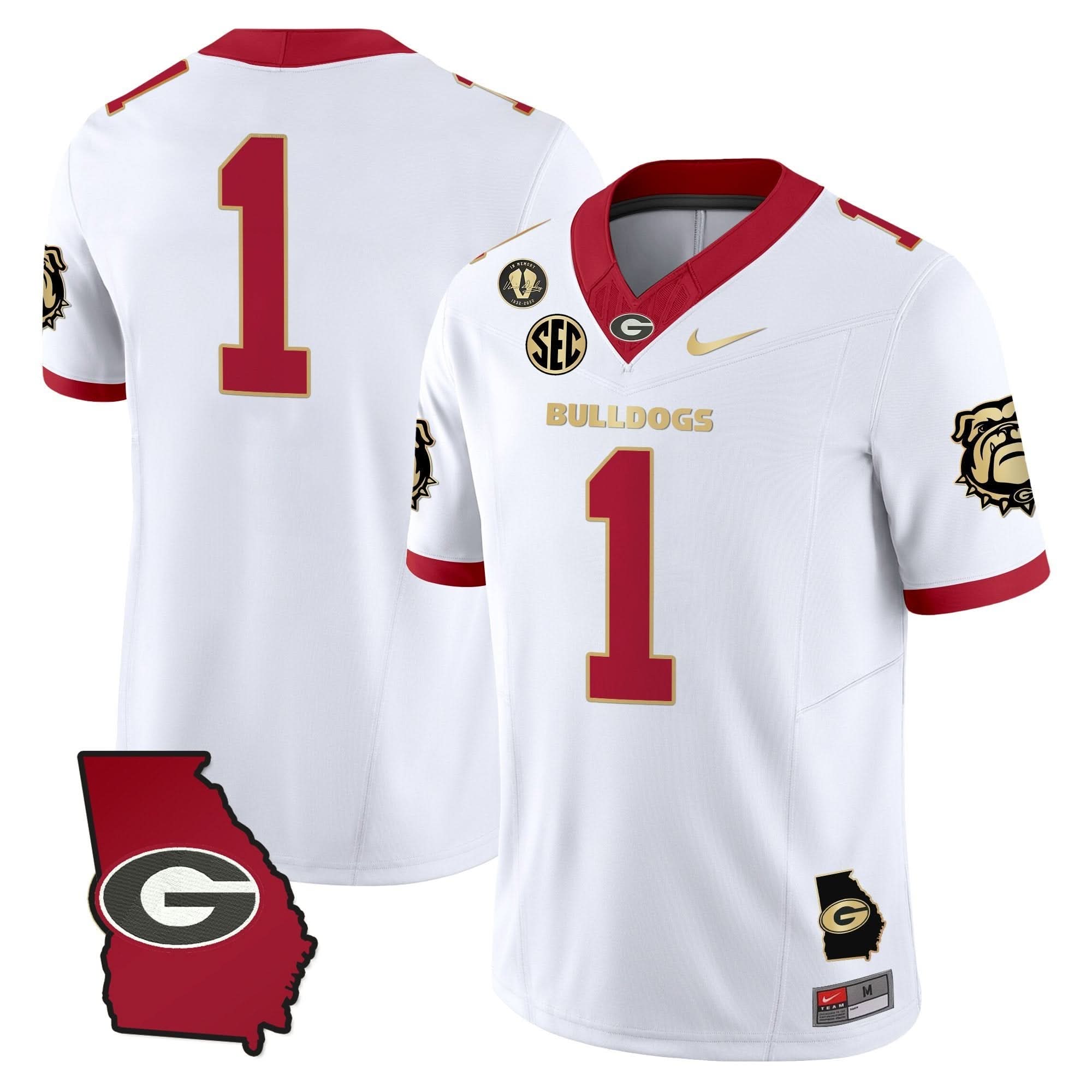 GB 2025 Georgia Map & Vince Dooley Patch Vapor Limited Jersey by Georgia Bulldogs