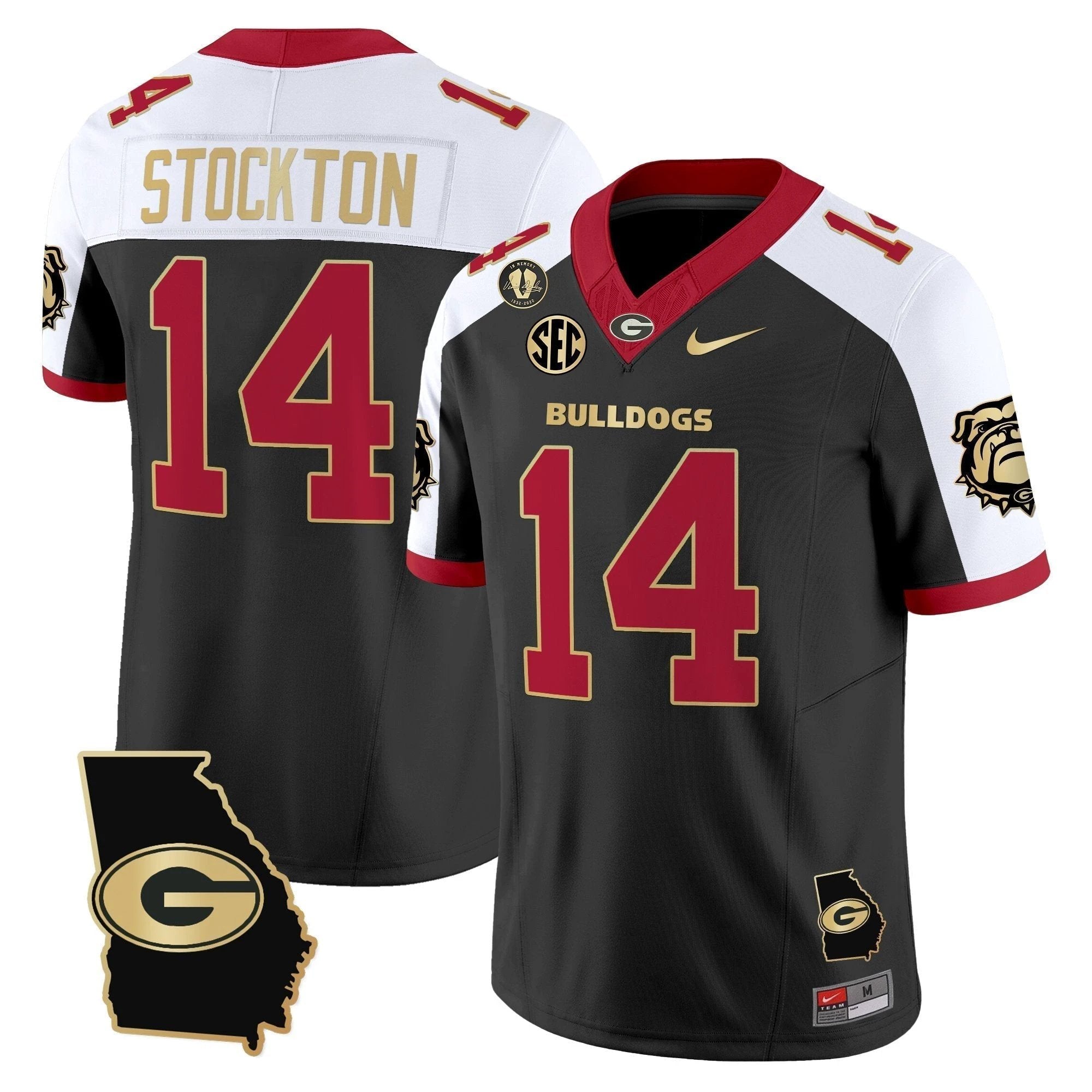 Georgia Bulldogs 2025 Georgia Map & Vince Dooley Patch Vapor Limited Jersey - All Stitched by Georgia Bulldogs