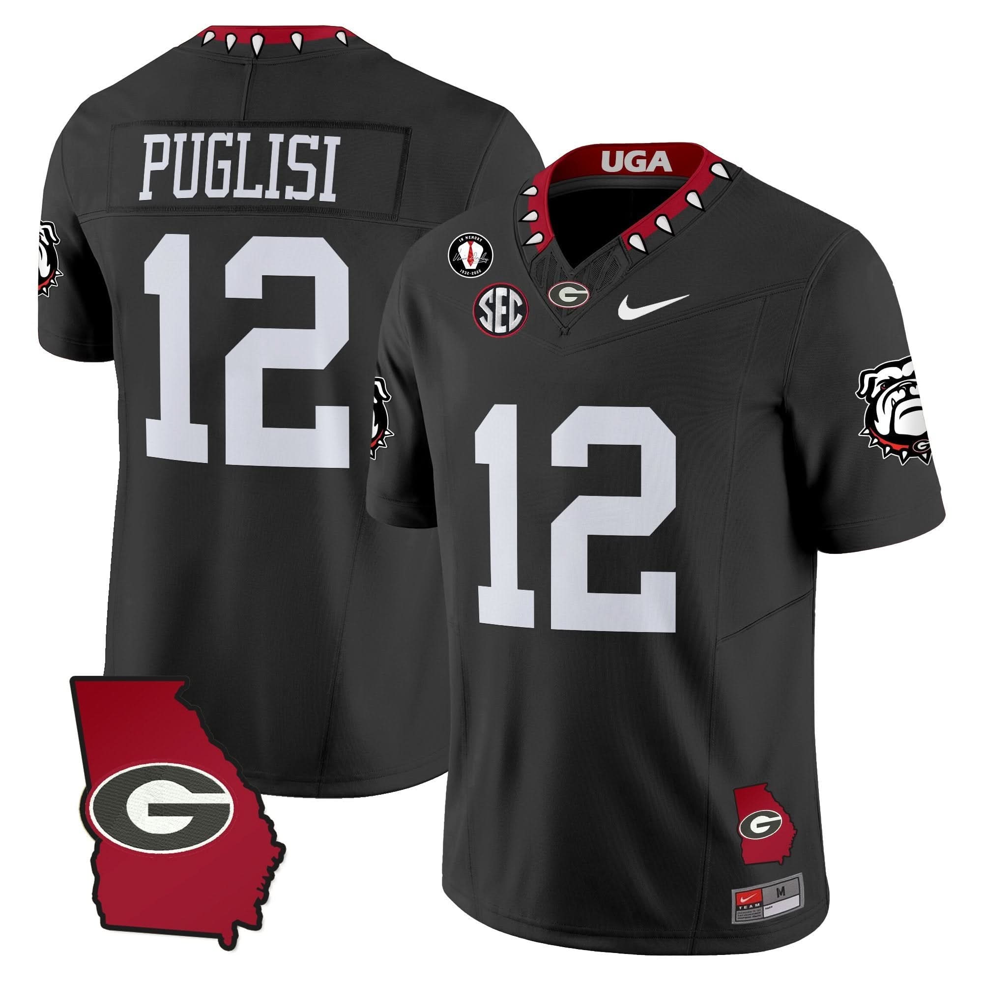 GB 2025 Georgia Map & Vince Dooley Patch Vapor Limited Jersey by Georgia Bulldogs