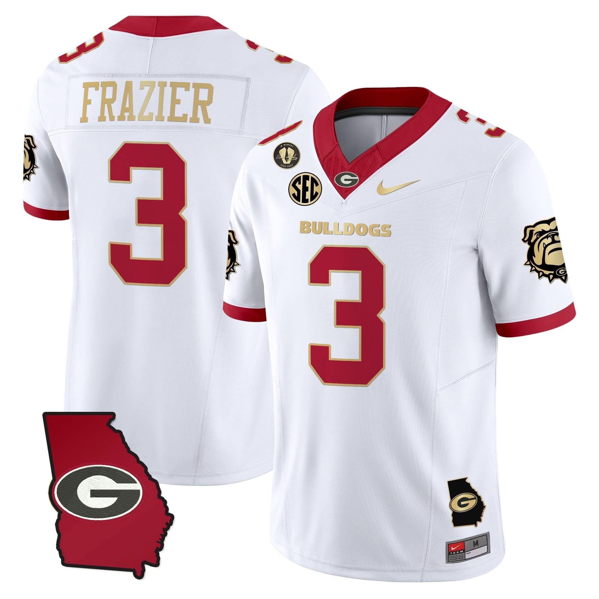 GB 2025 Georgia Map & Vince Dooley Patch Vapor Limited Jersey by Georgia Bulldogs