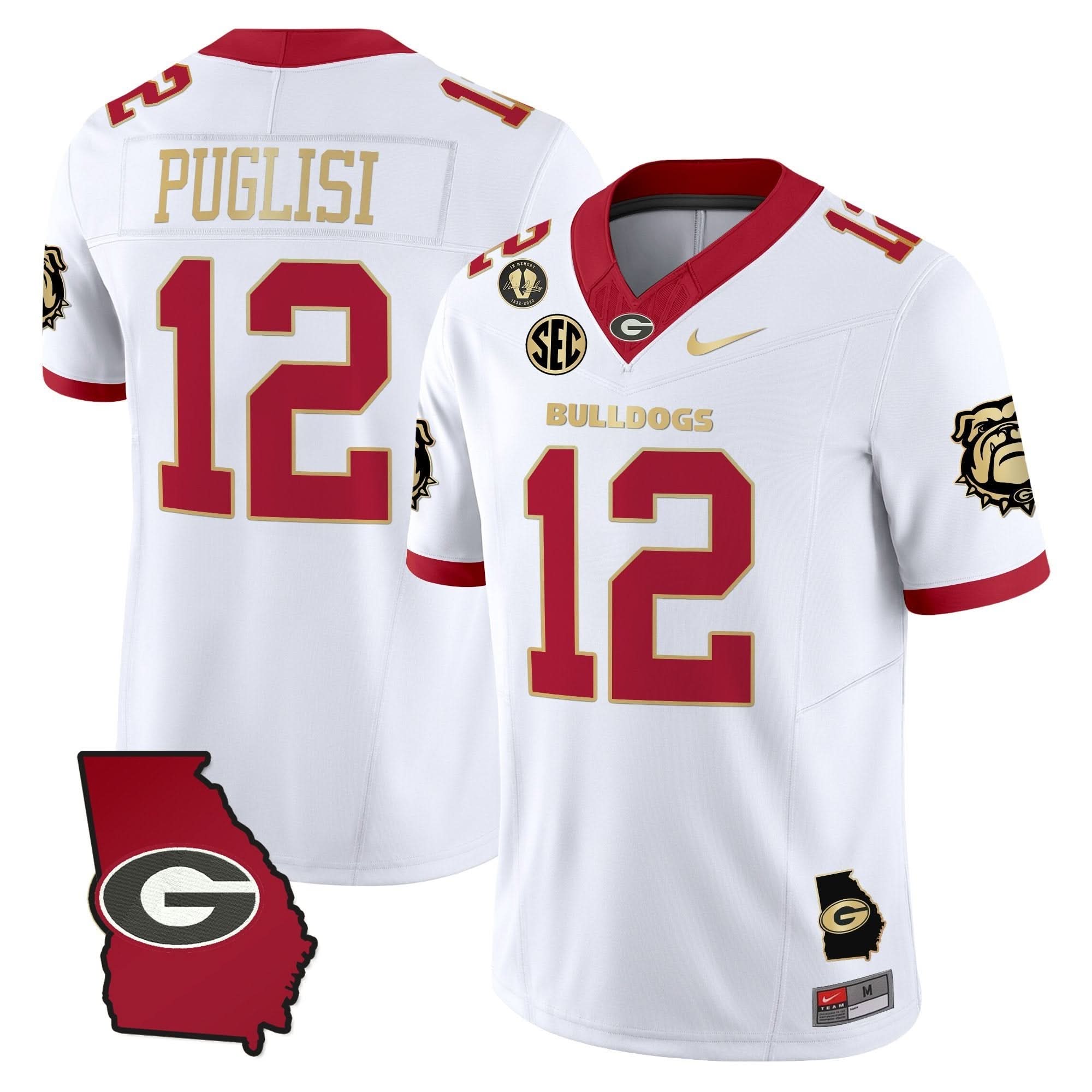 GB 2025 Georgia Map & Vince Dooley Patch Vapor Limited Jersey by Georgia Bulldogs