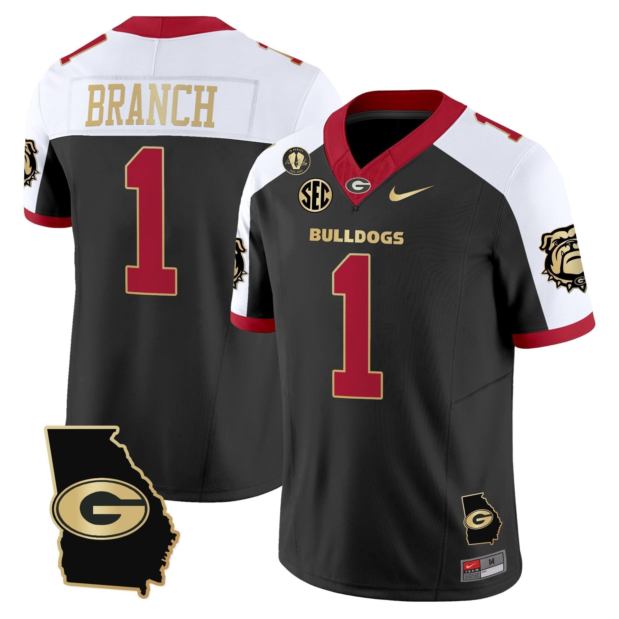GB 2025 Georgia Map & Vince Dooley Patch Vapor Limited Jersey by Georgia Bulldogs