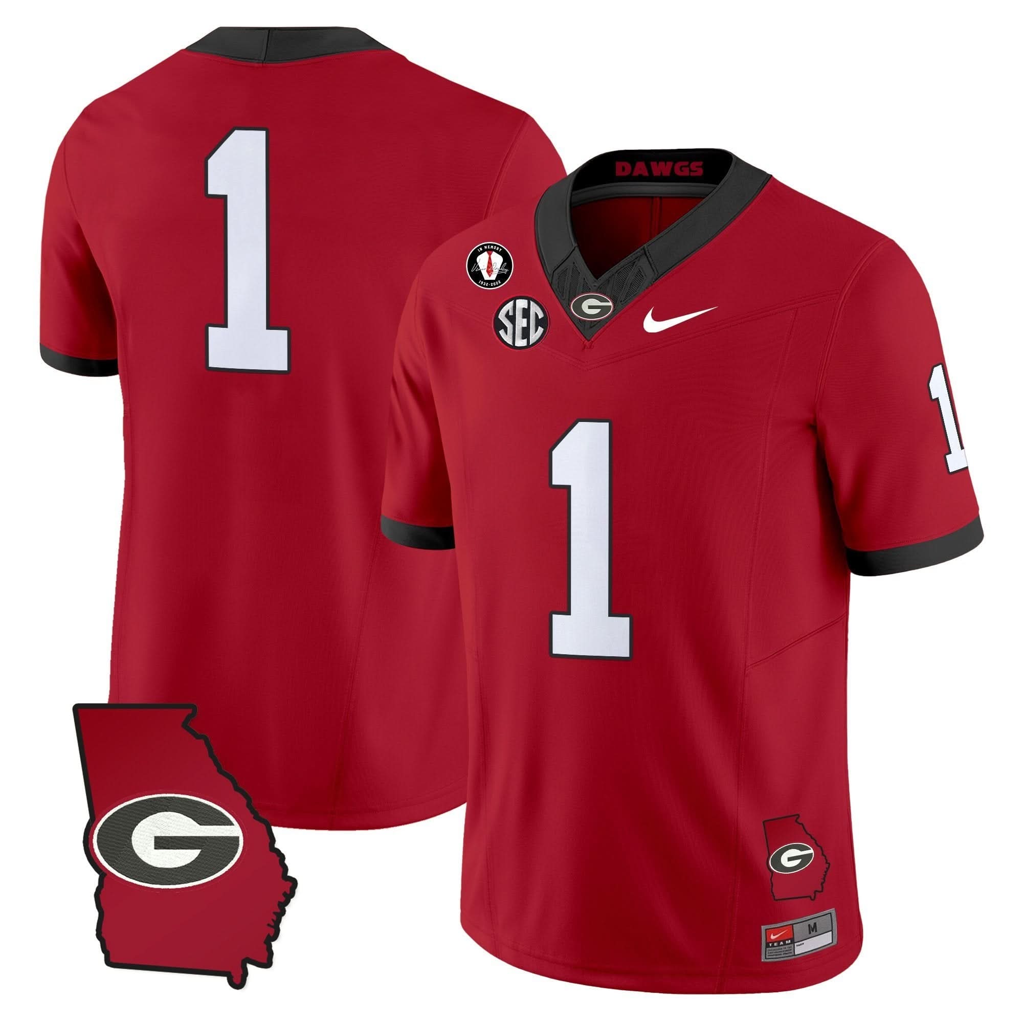 GB 2025 Georgia Map & Vince Dooley Patch Vapor Limited Jersey by Georgia Bulldogs