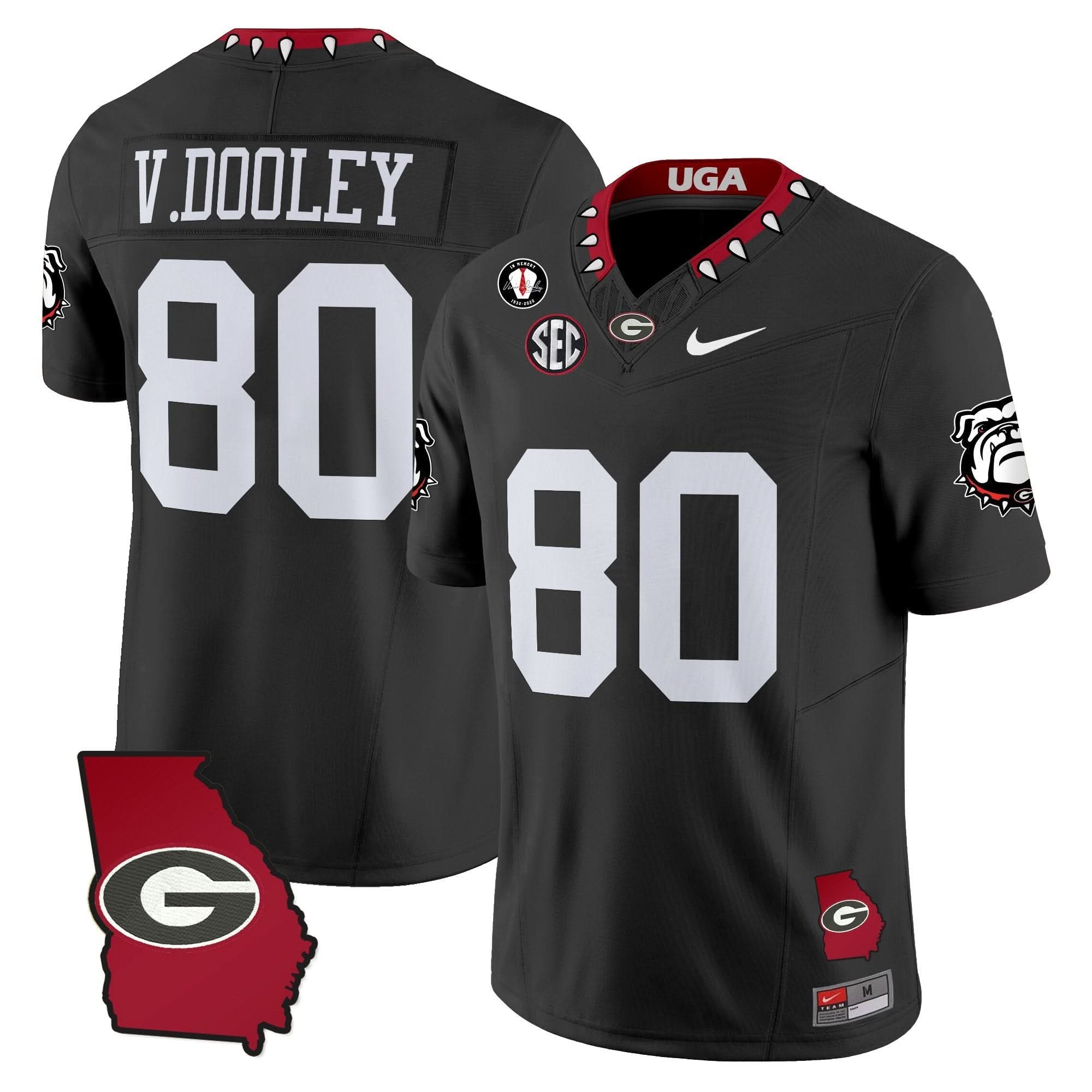GB 2025 Georgia Map & Vince Dooley Patch Vapor Limited Jersey by Georgia Bulldogs