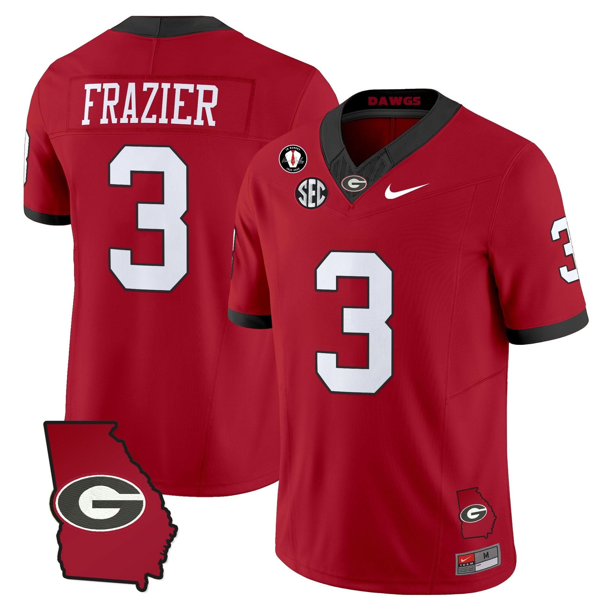 GB 2025 Georgia Map & Vince Dooley Patch Vapor Limited Jersey by Georgia Bulldogs