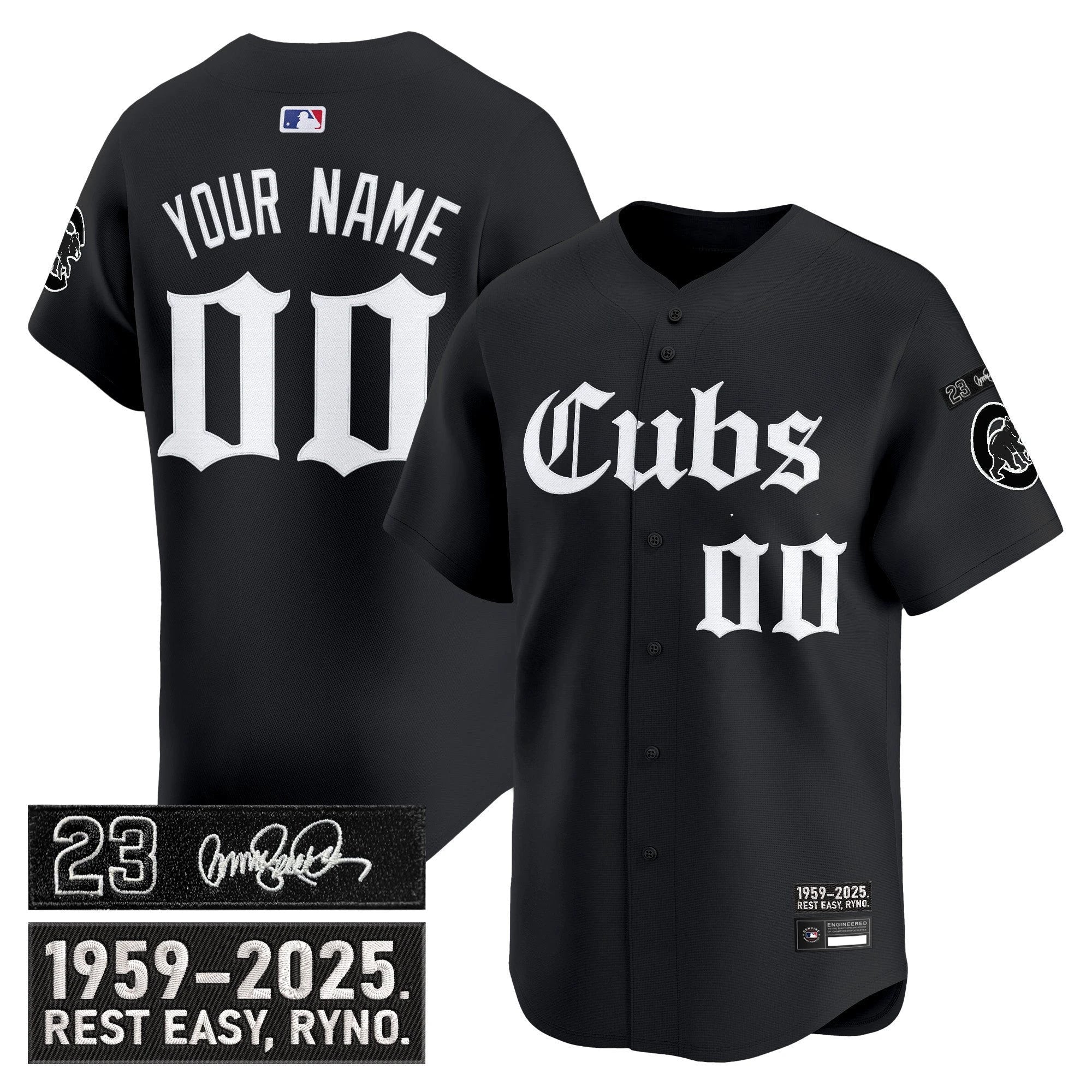 Chicago Cubs 'Ryne Sandberg Tribute' Vapor Premier Limited Custom Jersey - Gothic Edition - All Stitched by Chicago Cubs