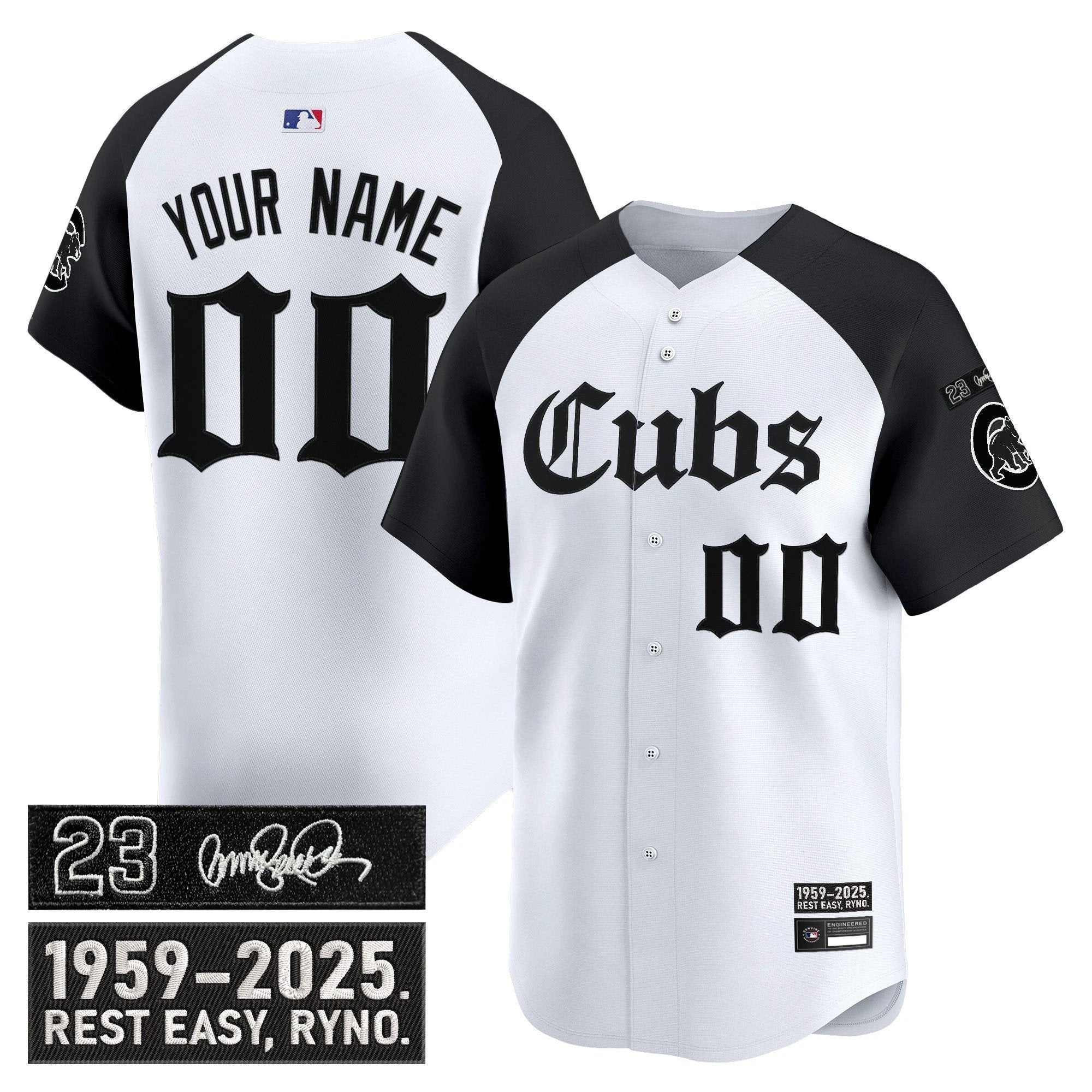 Chicago Cubs 'Ryne Sandberg Tribute' Vapor Premier Limited Custom Jersey - Gothic Edition - All Stitched by Chicago Cubs