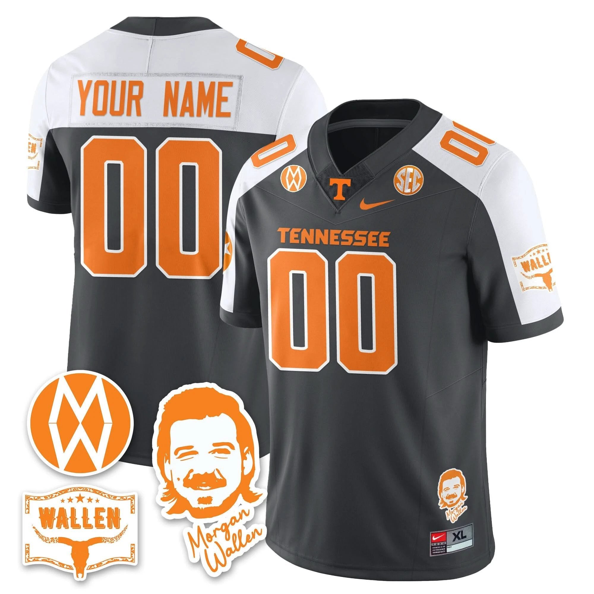 Custom Tennessee Volunteers Jersey Name, Number Morgan Wallen 2025 All Stitched by Tennessee Volunteers