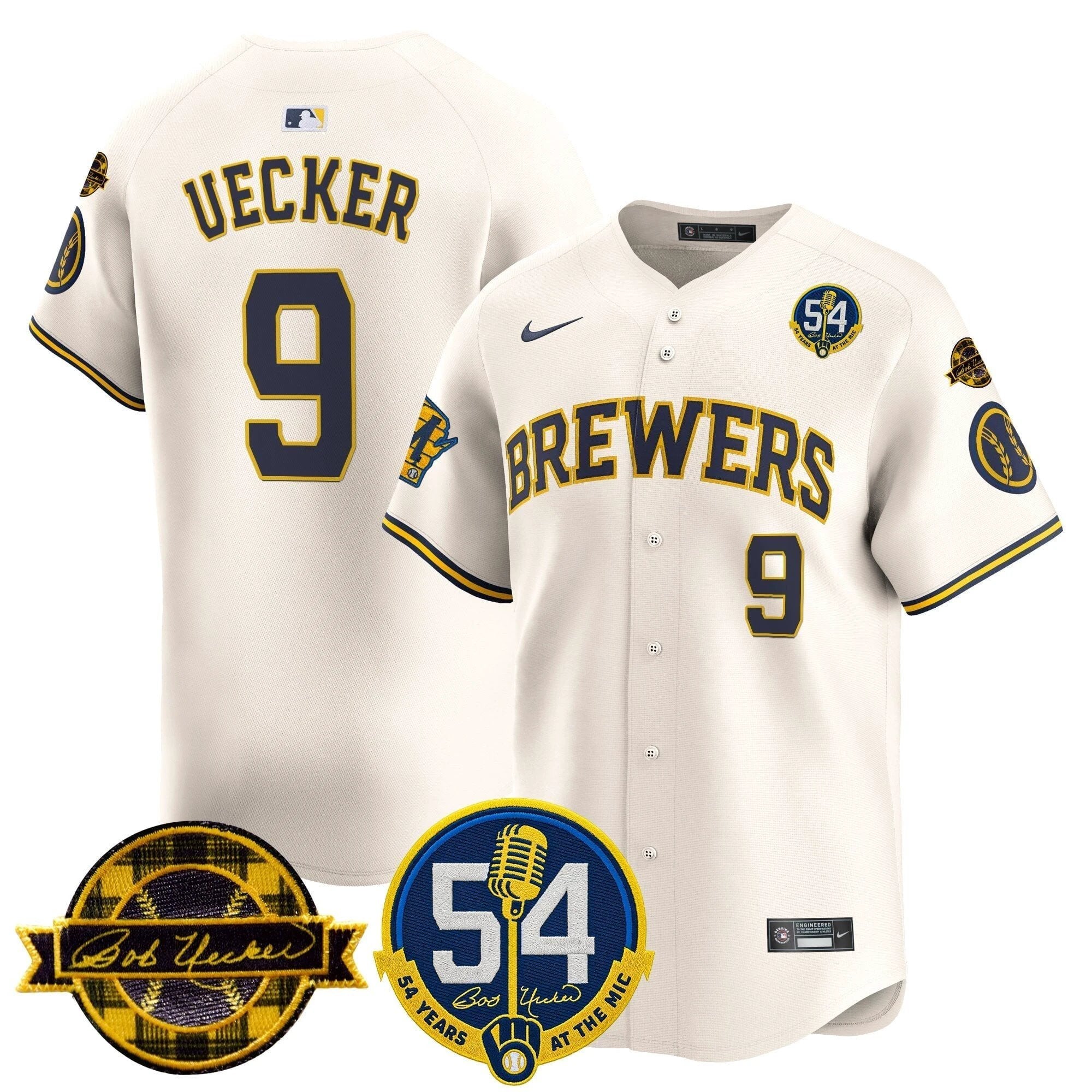 MIL 'Bob Uecker - 54 Seasons for Brewers' Vapor Premier Limited Jersey - All Stitched by Milwaukee Brewers