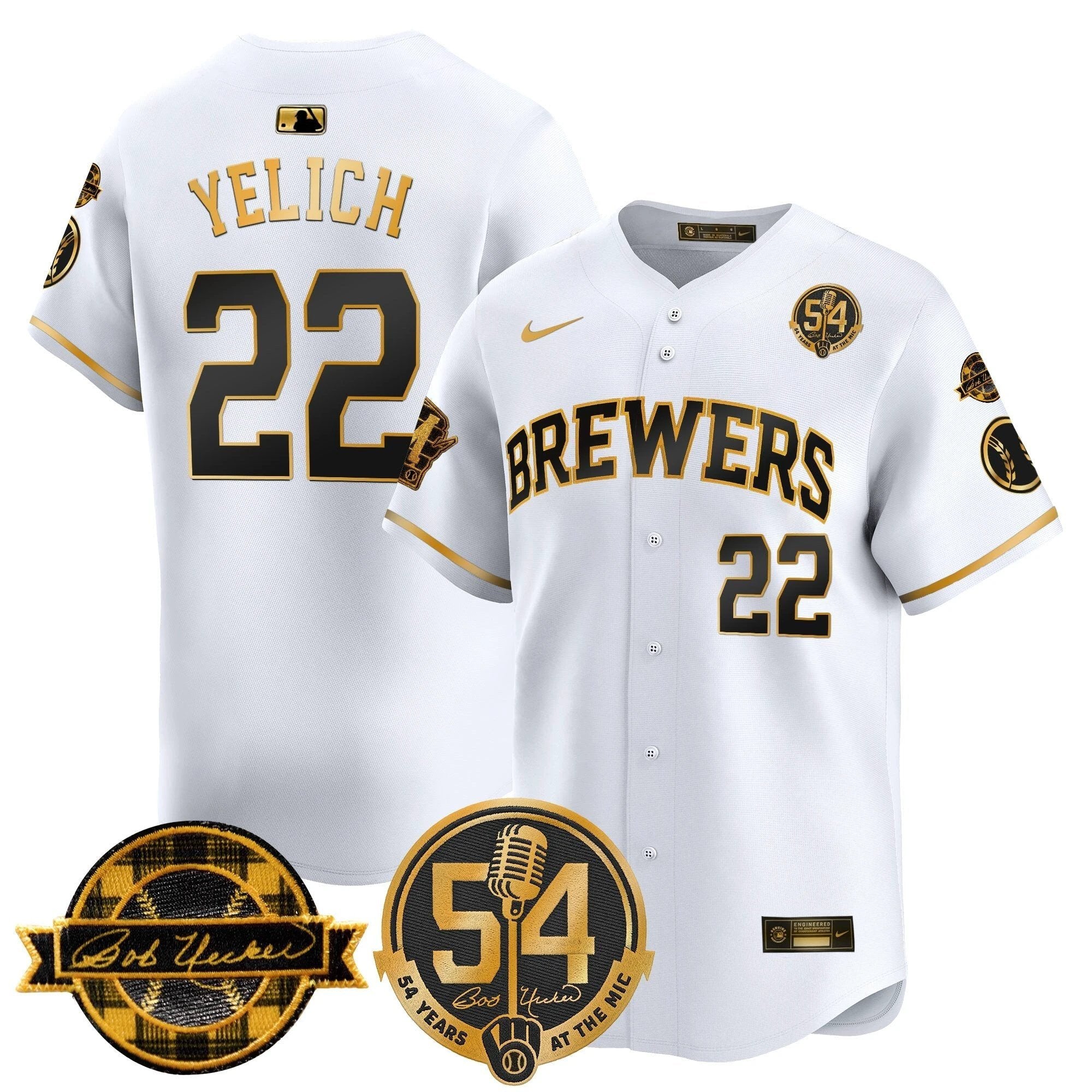 MIL 'Bob Uecker - 54 Seasons for Brewers' Vapor Premier Limited Jersey - All Stitched by Milwaukee Brewers